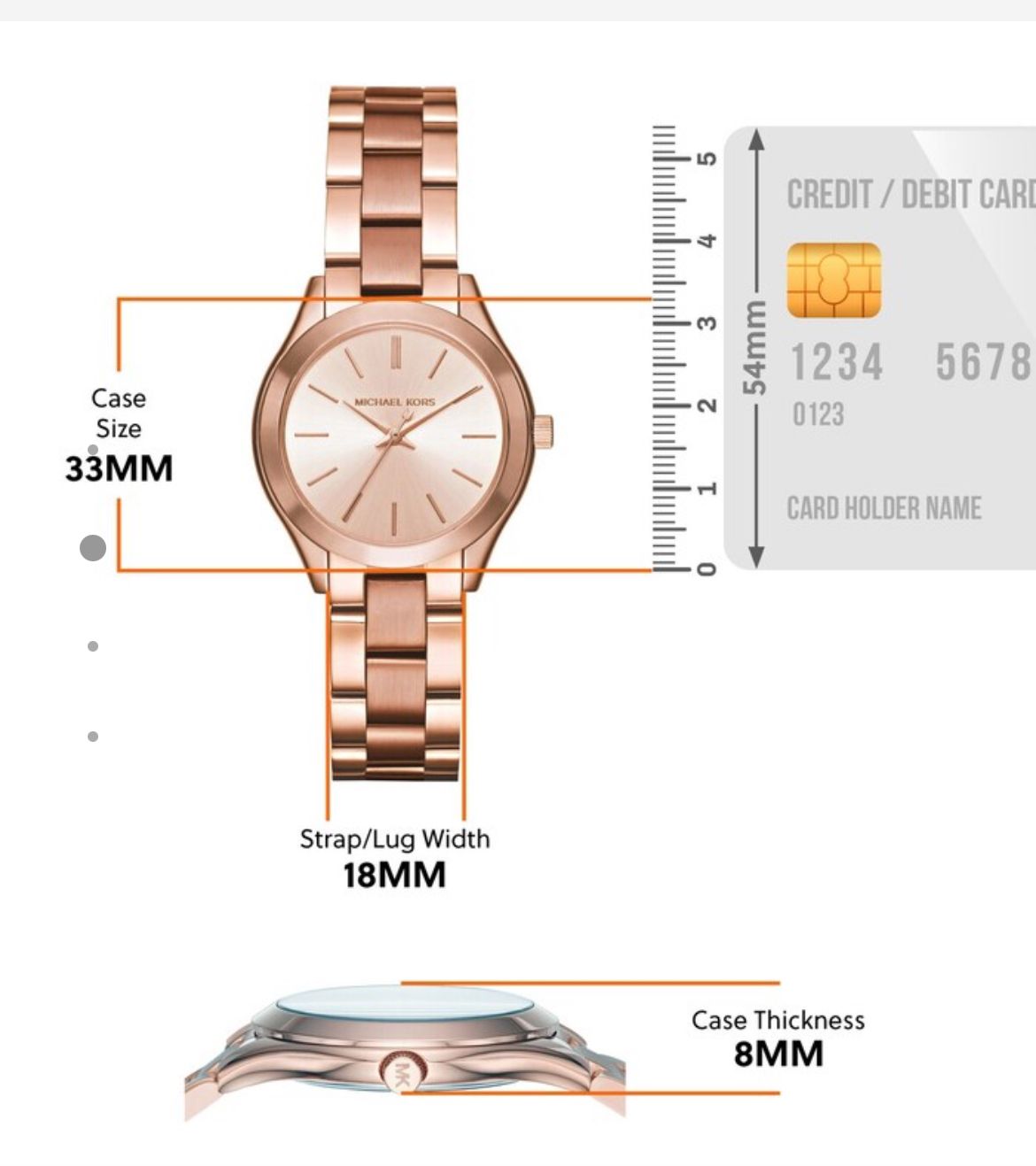 Michael Kors Slim Runway Rose Gold Stainless Steel Strap 3513 Mini Analog Watch
