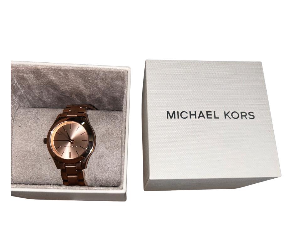 Michael Kors Slim Runway Rose Gold Stainless Steel Strap 3513 Mini Analog Watch