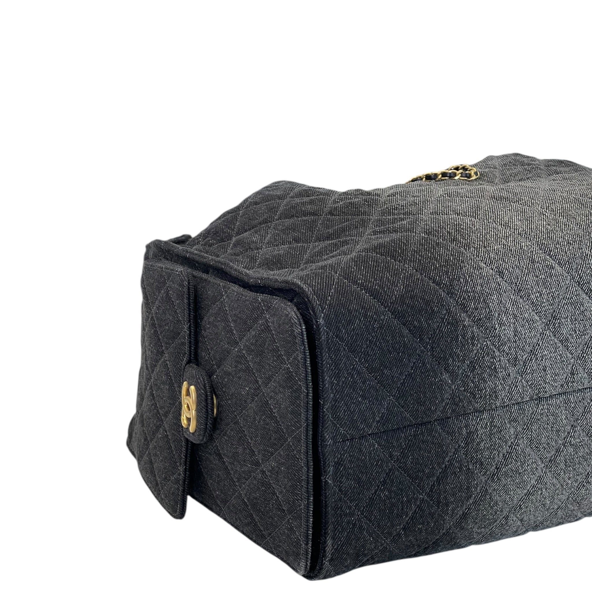 Chanel 25 Medium Handbag Black Washed Denim