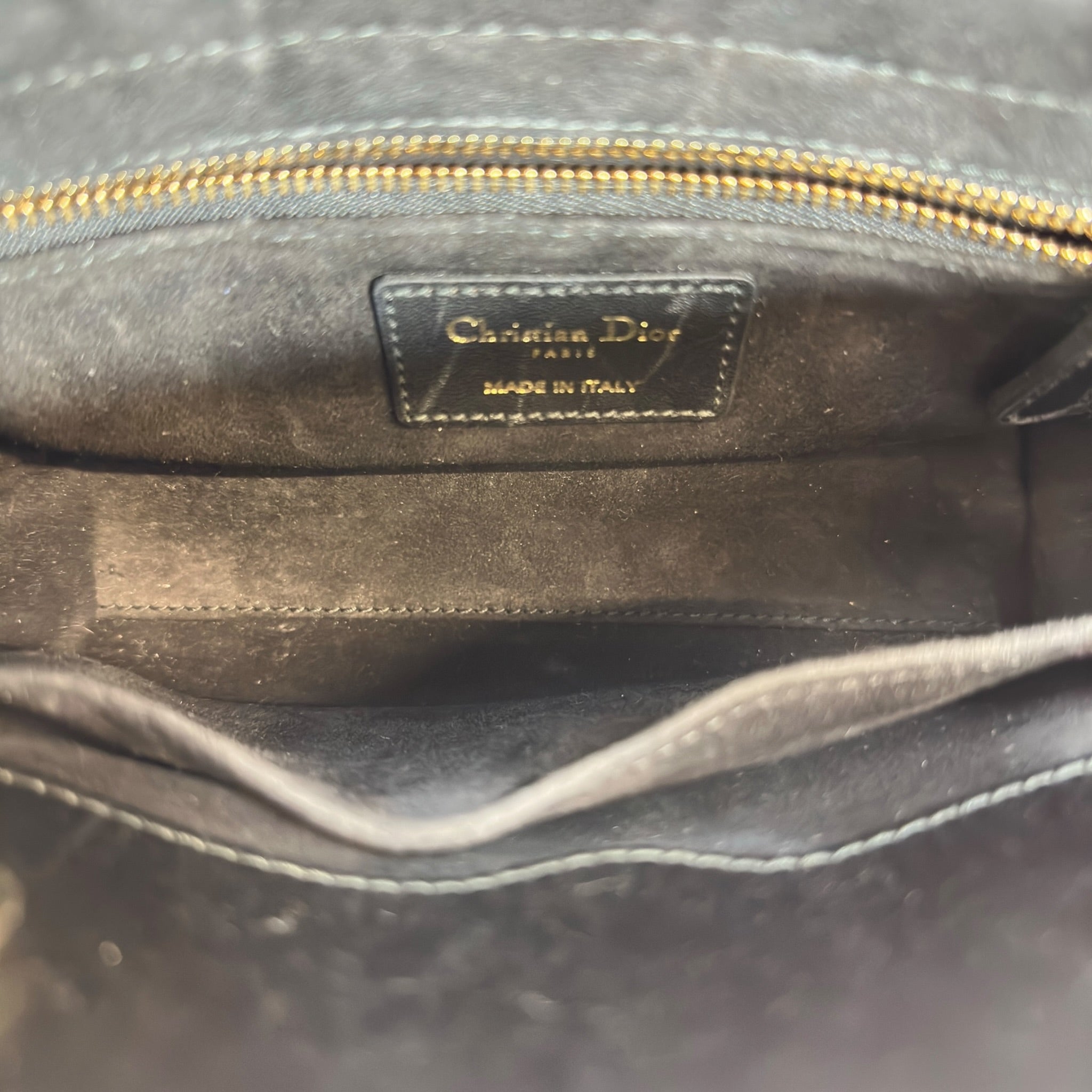 Christian Dior Black Cannage Satin Small Lady Dior ABC Dior