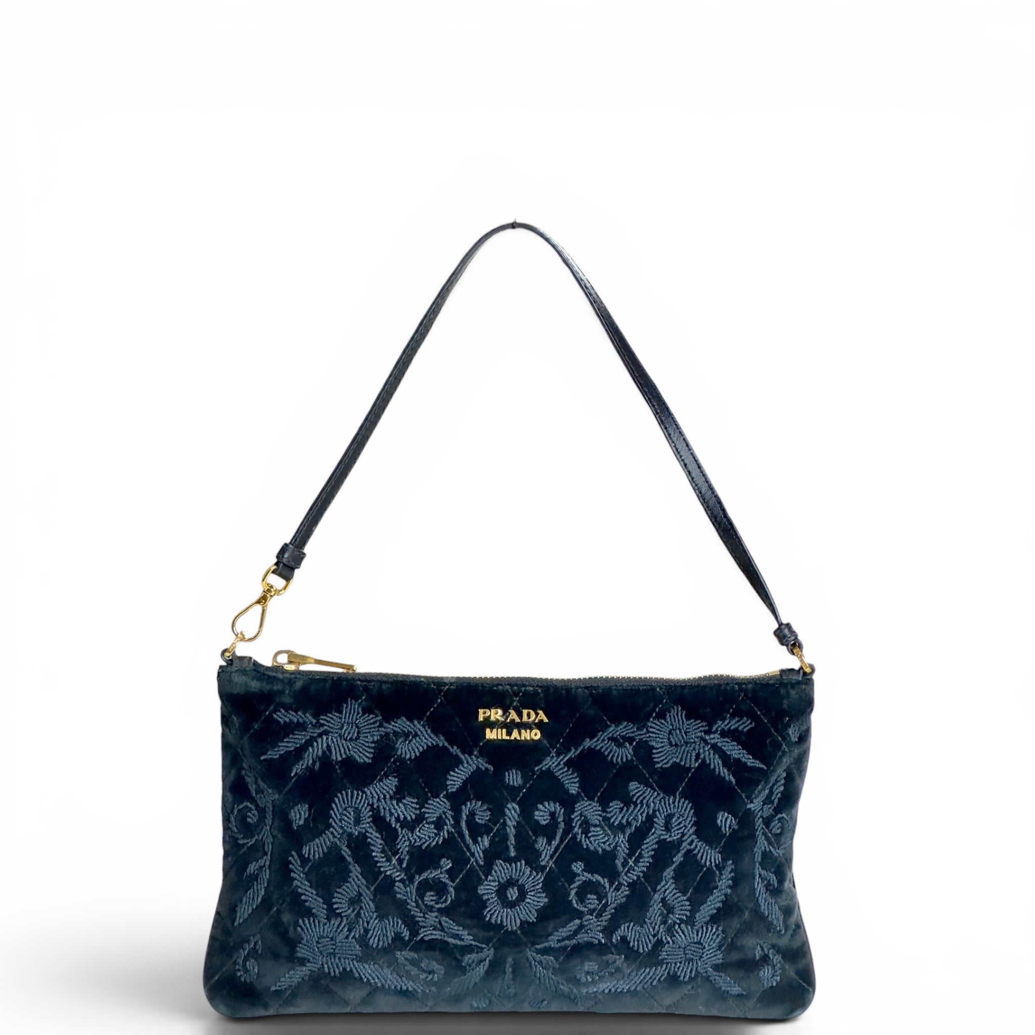 Prada Zip Top Black Shoulder Bag
