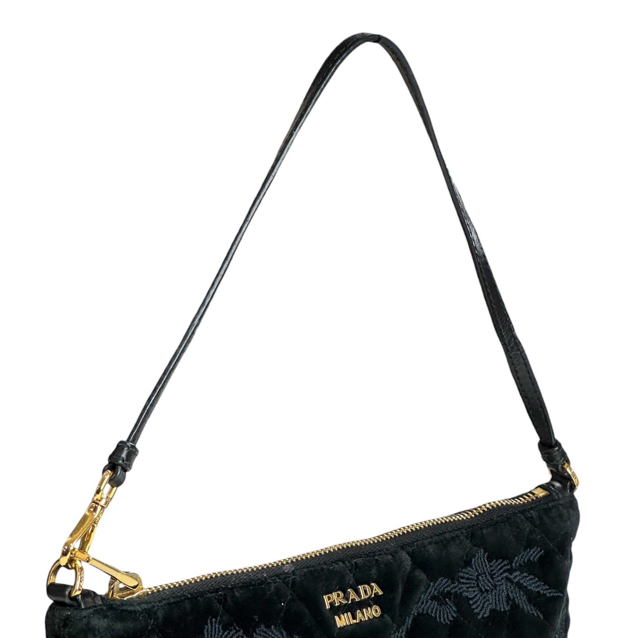 Prada Zip Top Black Shoulder Bag