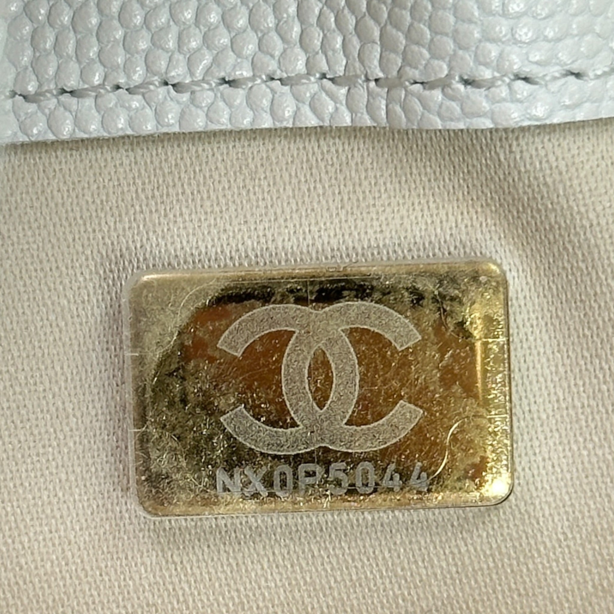 Chanel 25 Small Handbag White Grained Calfskin