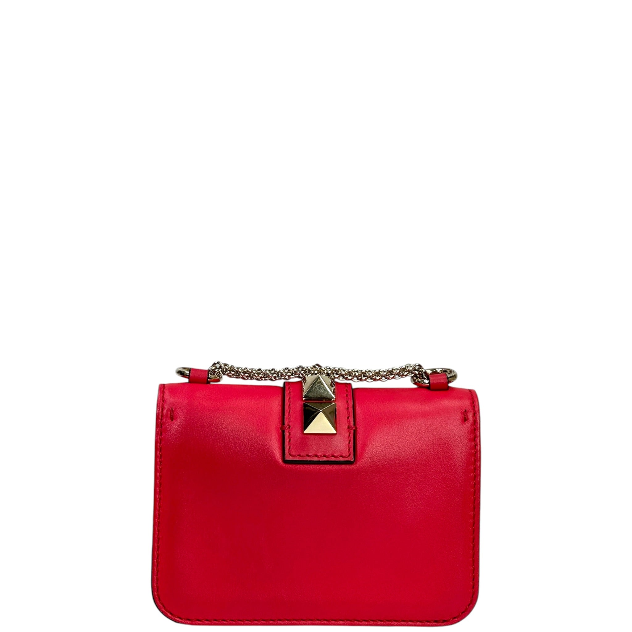 Valentino Garavani Glam Lock Rockstud Shoulder Bag Red Leather