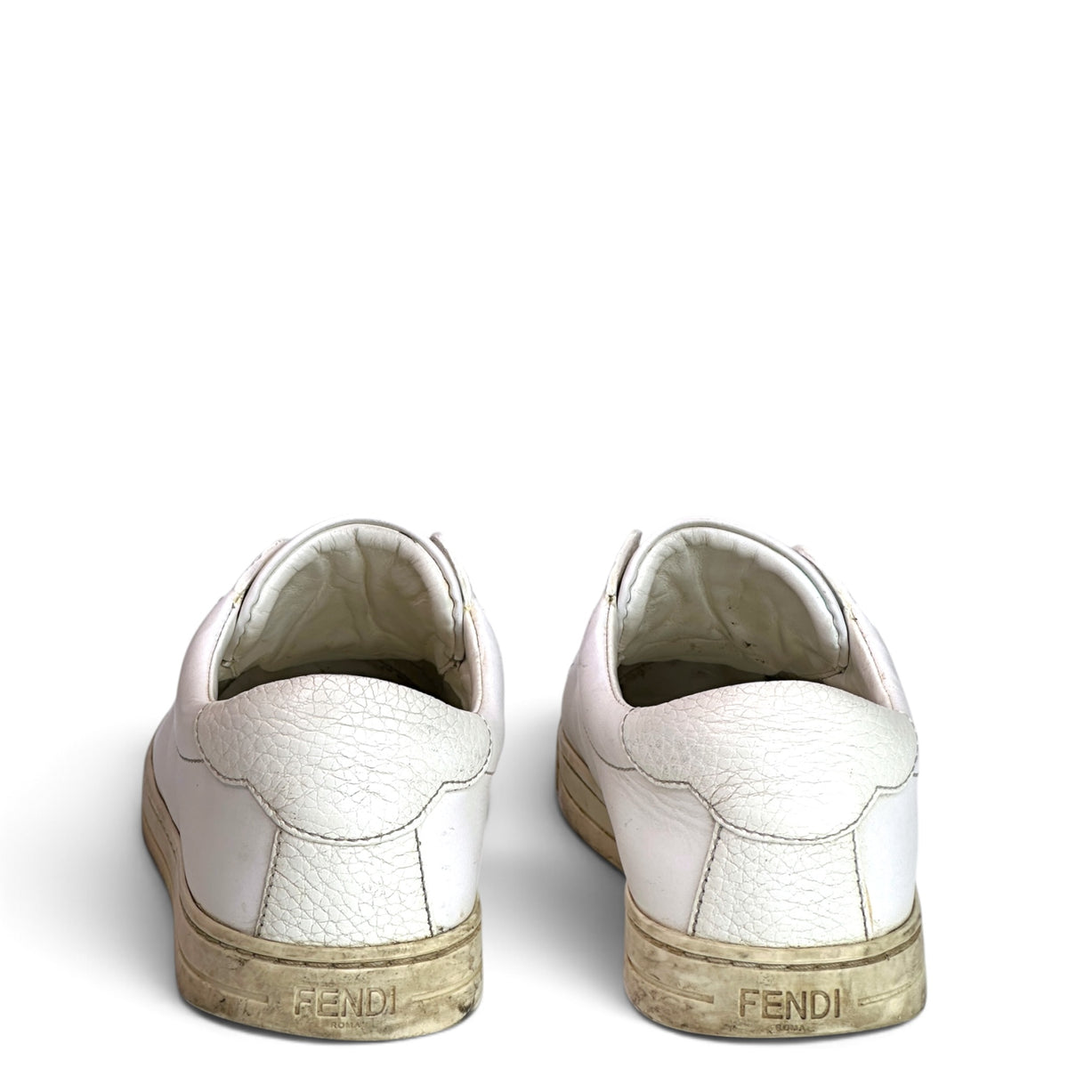 Fendi Vitello Rockoclick White Leather Slip on Sneaker