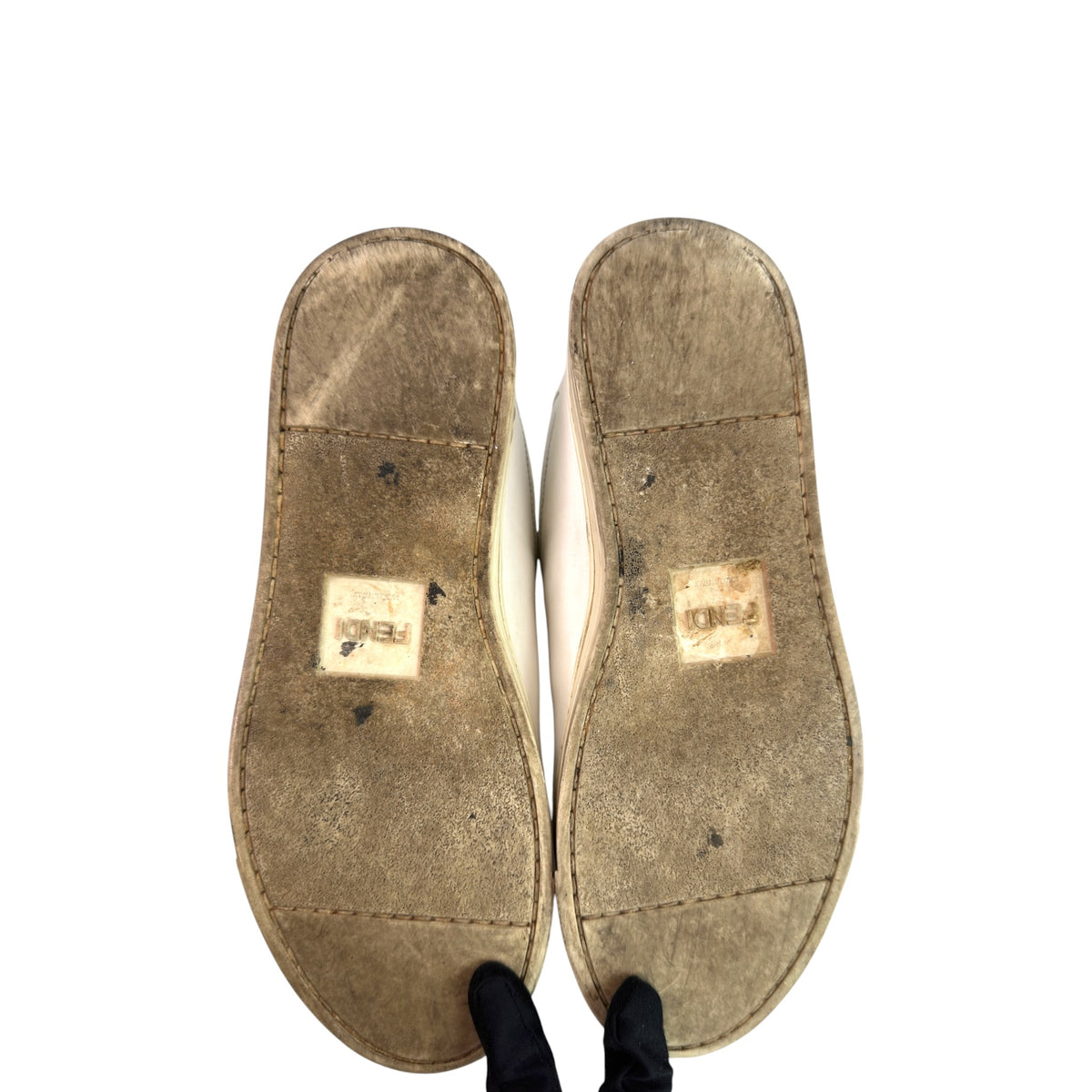 Fendi Vitello Rockoclick White Leather Slip on Sneaker