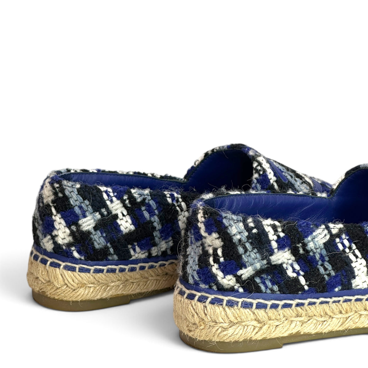 Chanel Blue Tweed CC Cap Toe Espadrille EU 39