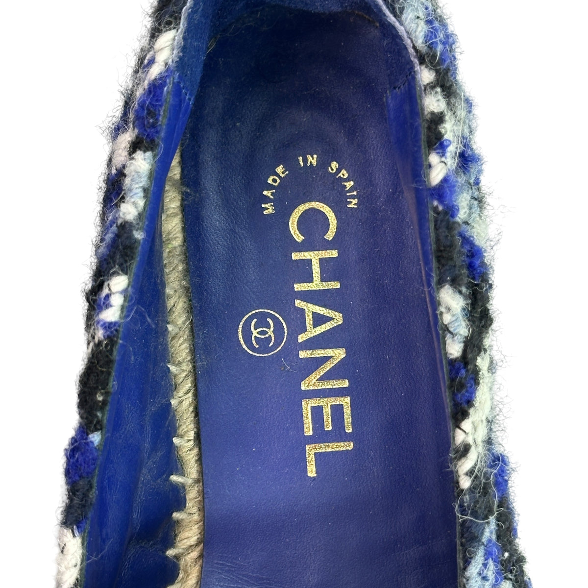 Chanel Blue Tweed CC Cap Toe Espadrille EU 39
