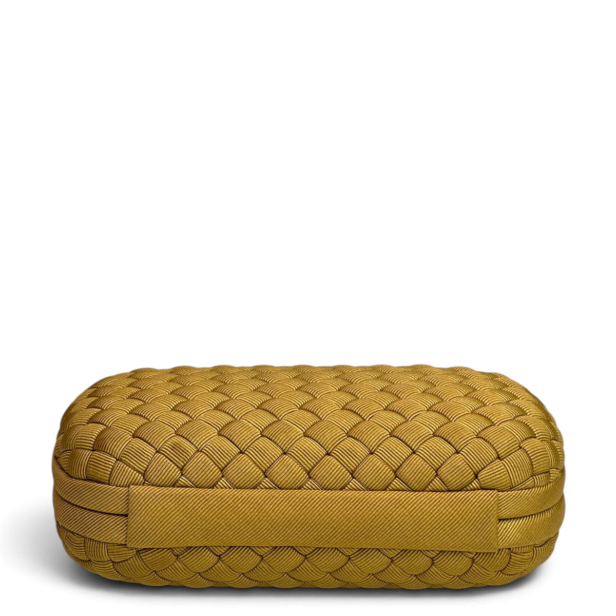 Bottega Veneta Intrecciato Knot Mustard yellow satin clutch