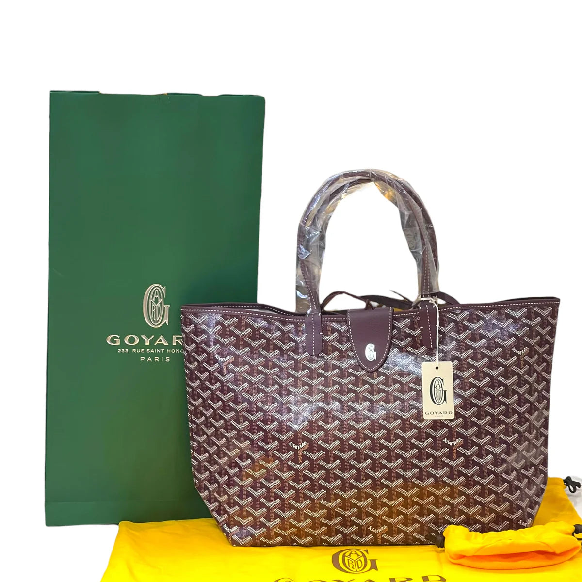 Goyard St Louis PM Tote Burgundy Goyardine Magnetic Closure