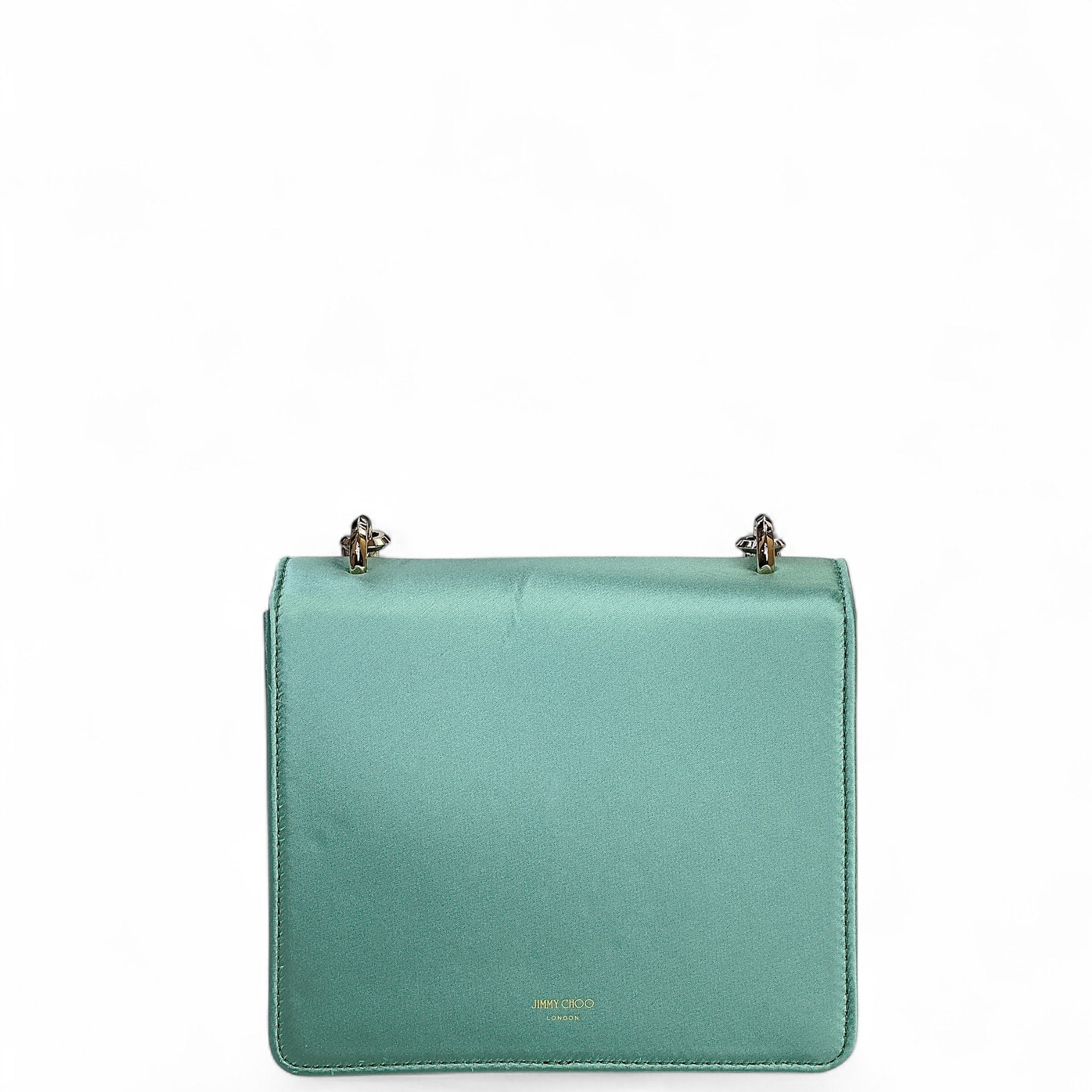 Jimmy Choo Avenue Quad Green Satin Shoulder Bag