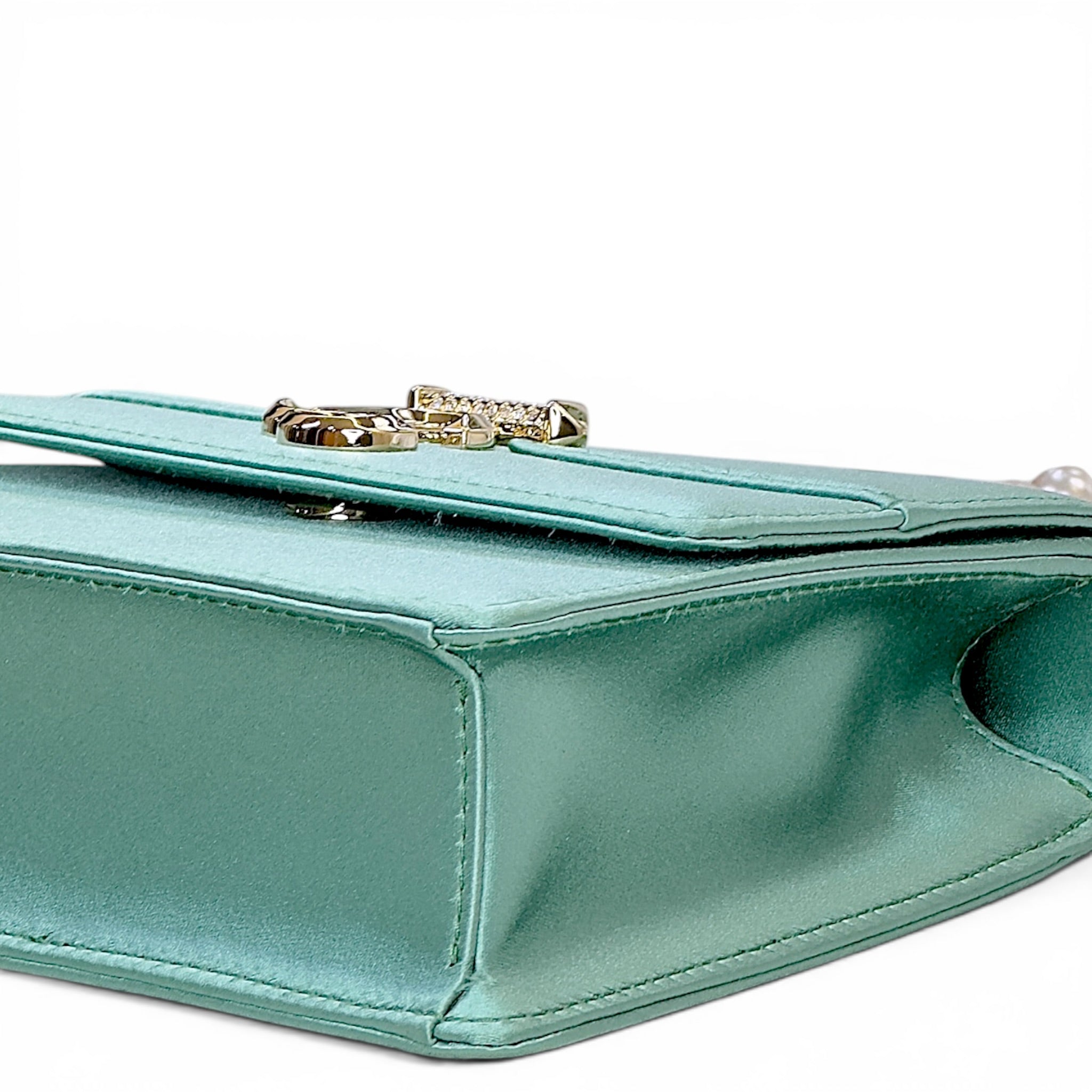 Jimmy Choo Avenue Quad Green Satin Shoulder Bag