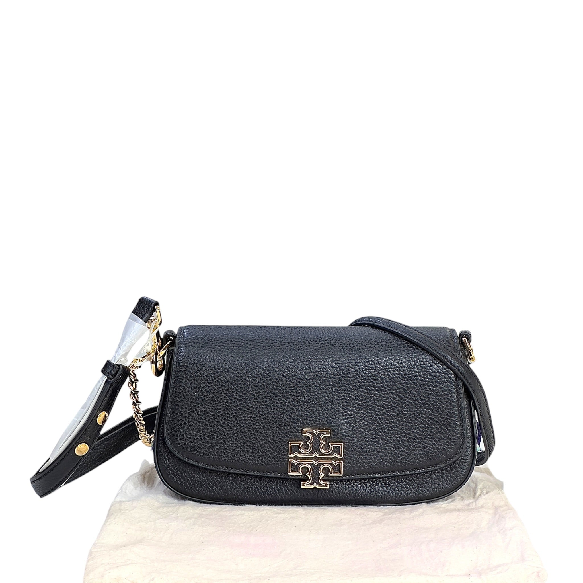 Tory Burch Britten Convertible Black Leather Crossbody