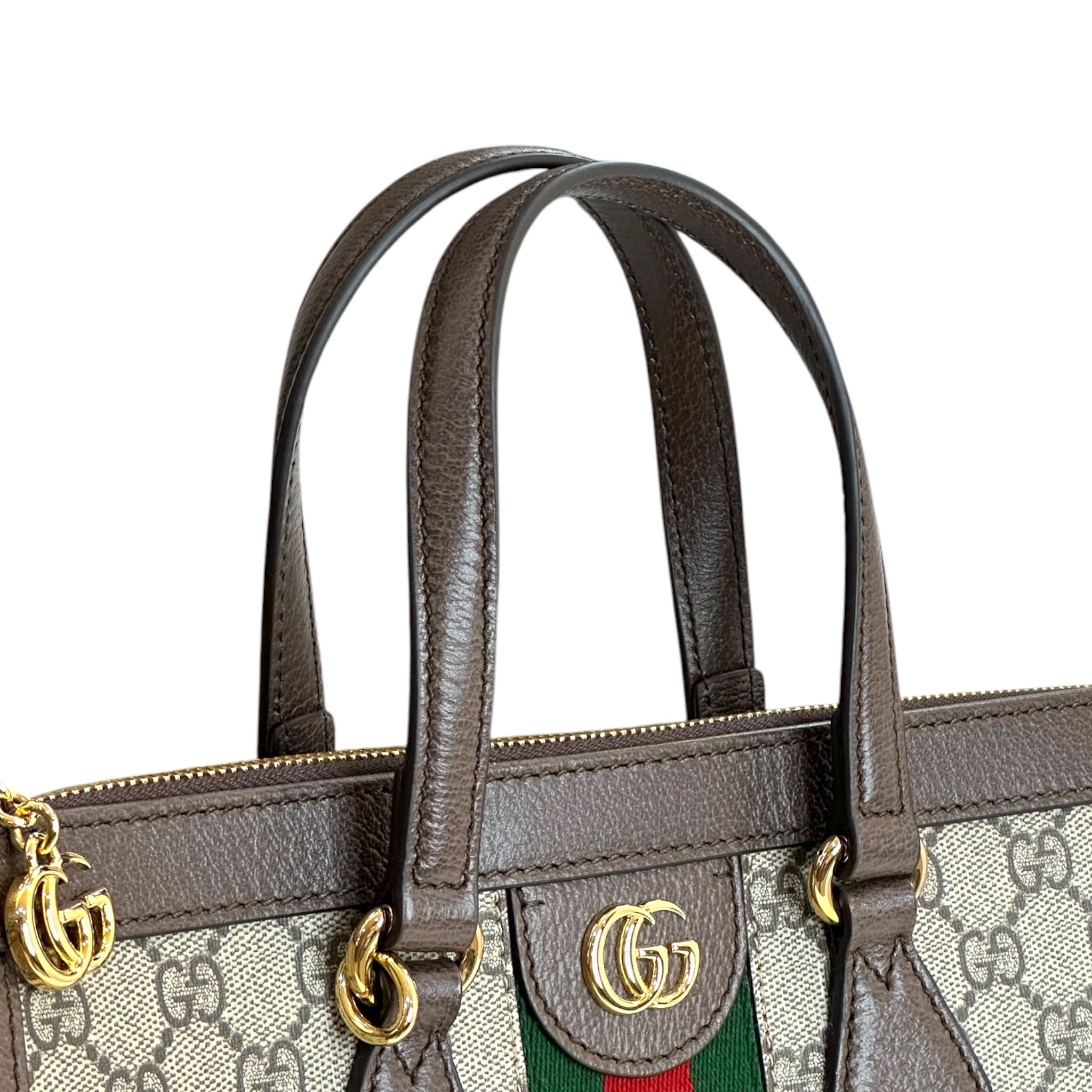 Gucci Ophidia GG Top Handle Bag Large Web Beige GG Supreme Canvas