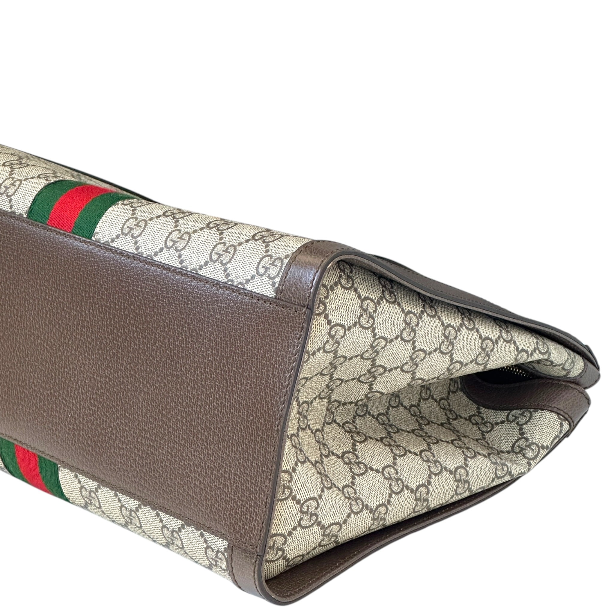 Gucci Ophidia GG Top Handle Bag Large Web Beige GG Supreme Canvas