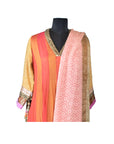 Orange Pink Kurti With Dupatta