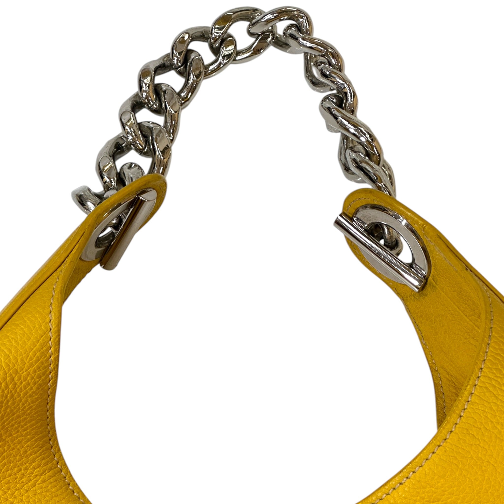 Prada Vitello Daino Chain Hobo Bag Yellow Leather