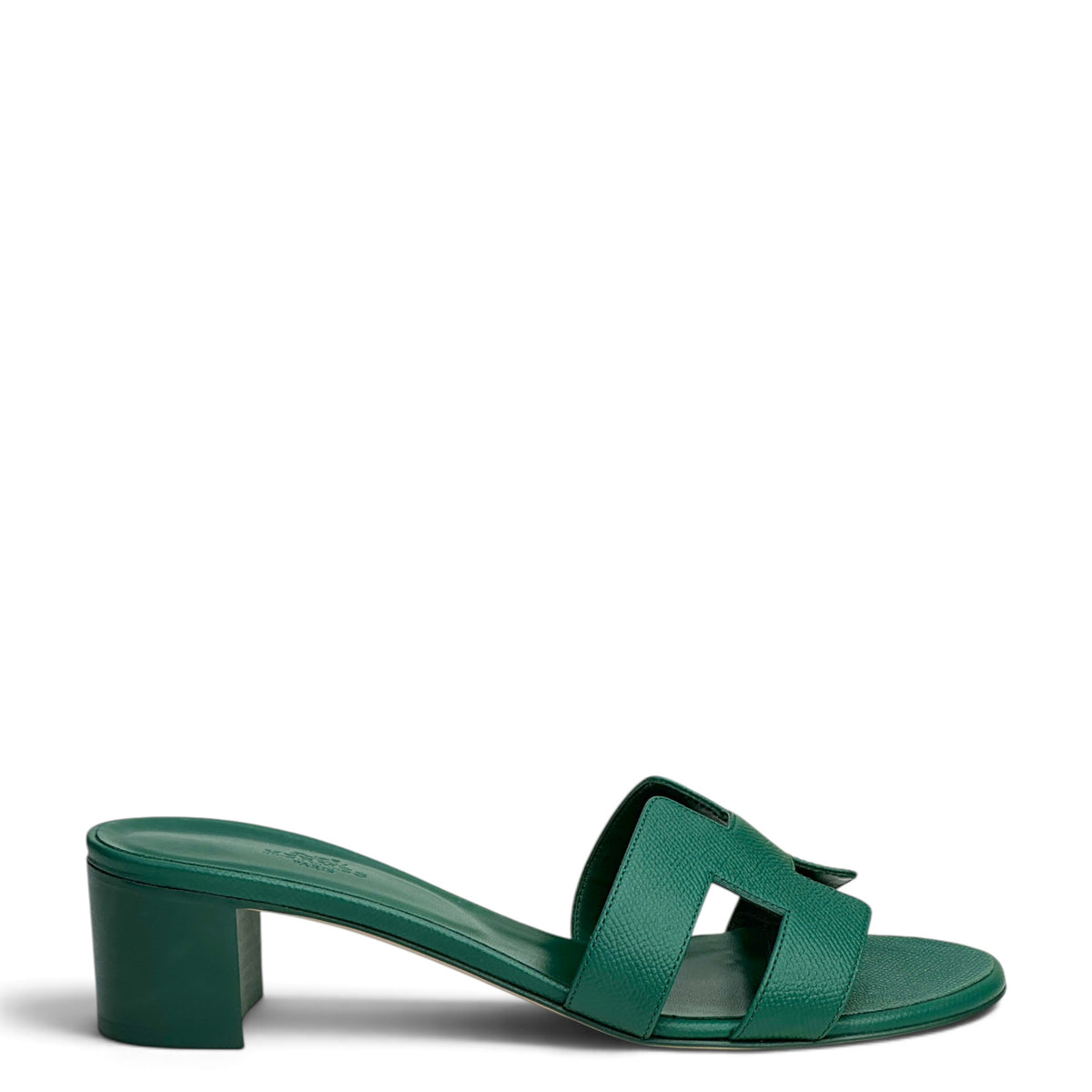 Hermes Oasis Green Epsom Calfskin block heel sandal EU 40.5