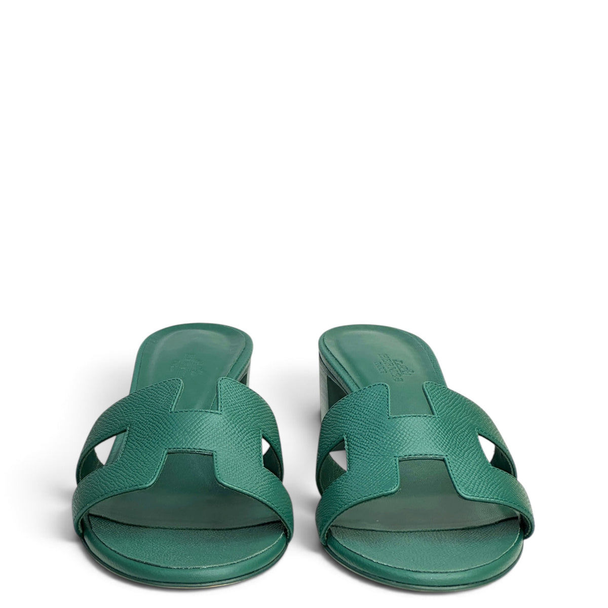 Hermes Oasis Green Epsom Calfskin block heel sandal EU 40.5