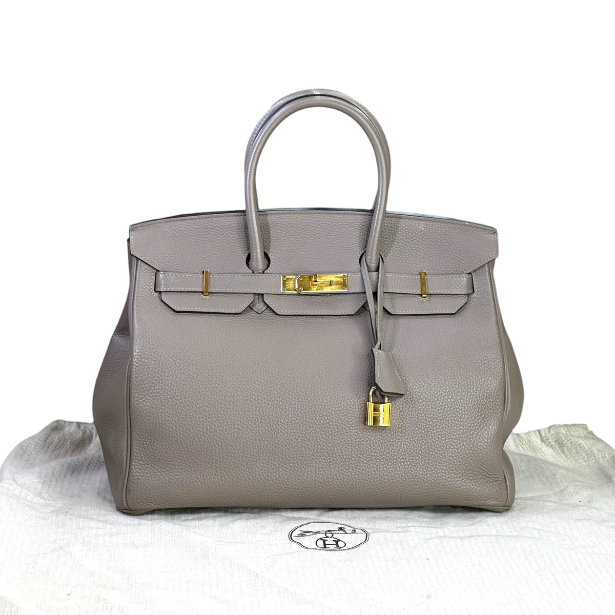 Hermes Birkin 35 Etoupe GHW Togo Leather Bag