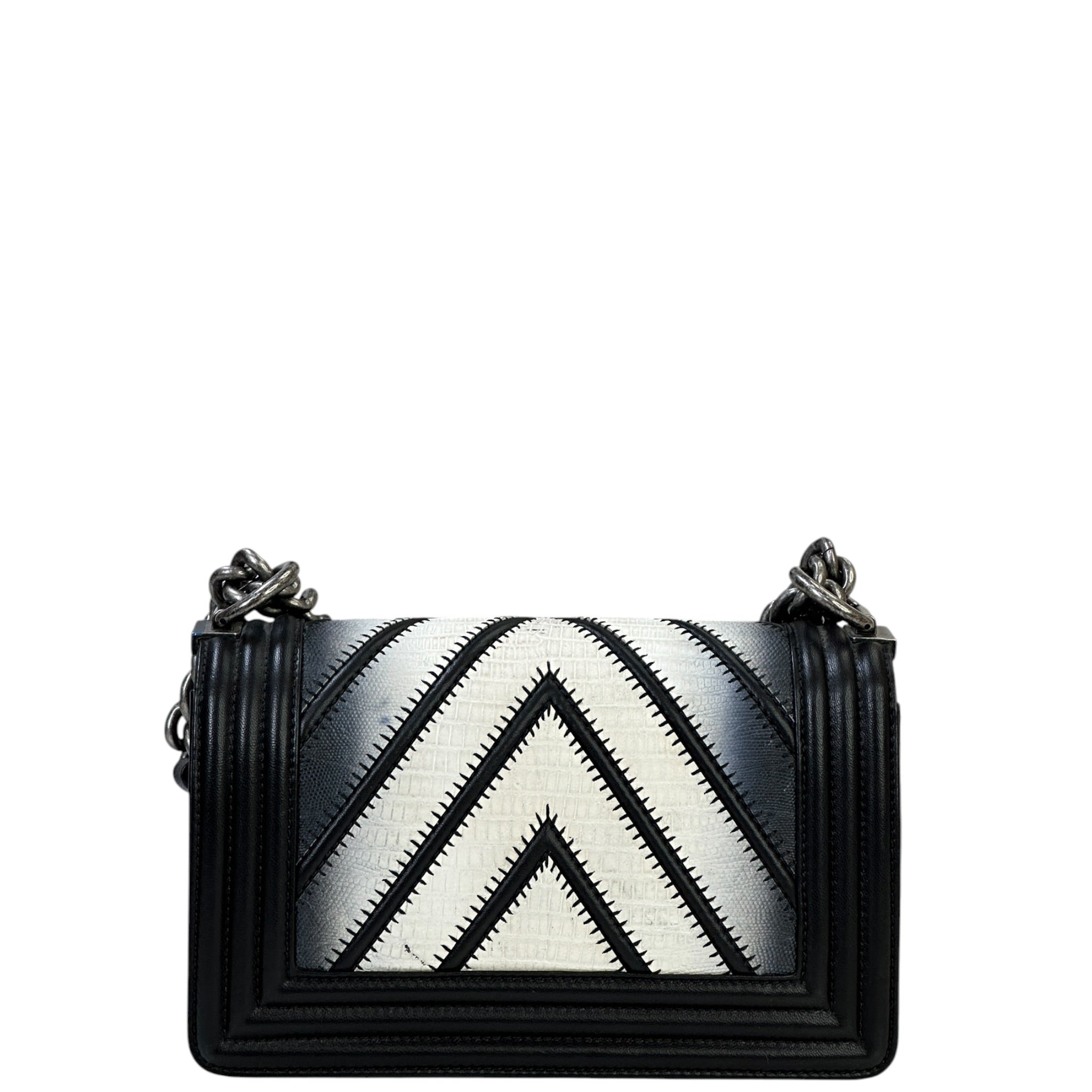 Chanel Boy Bag Small Black Chevron Lizard Airlines