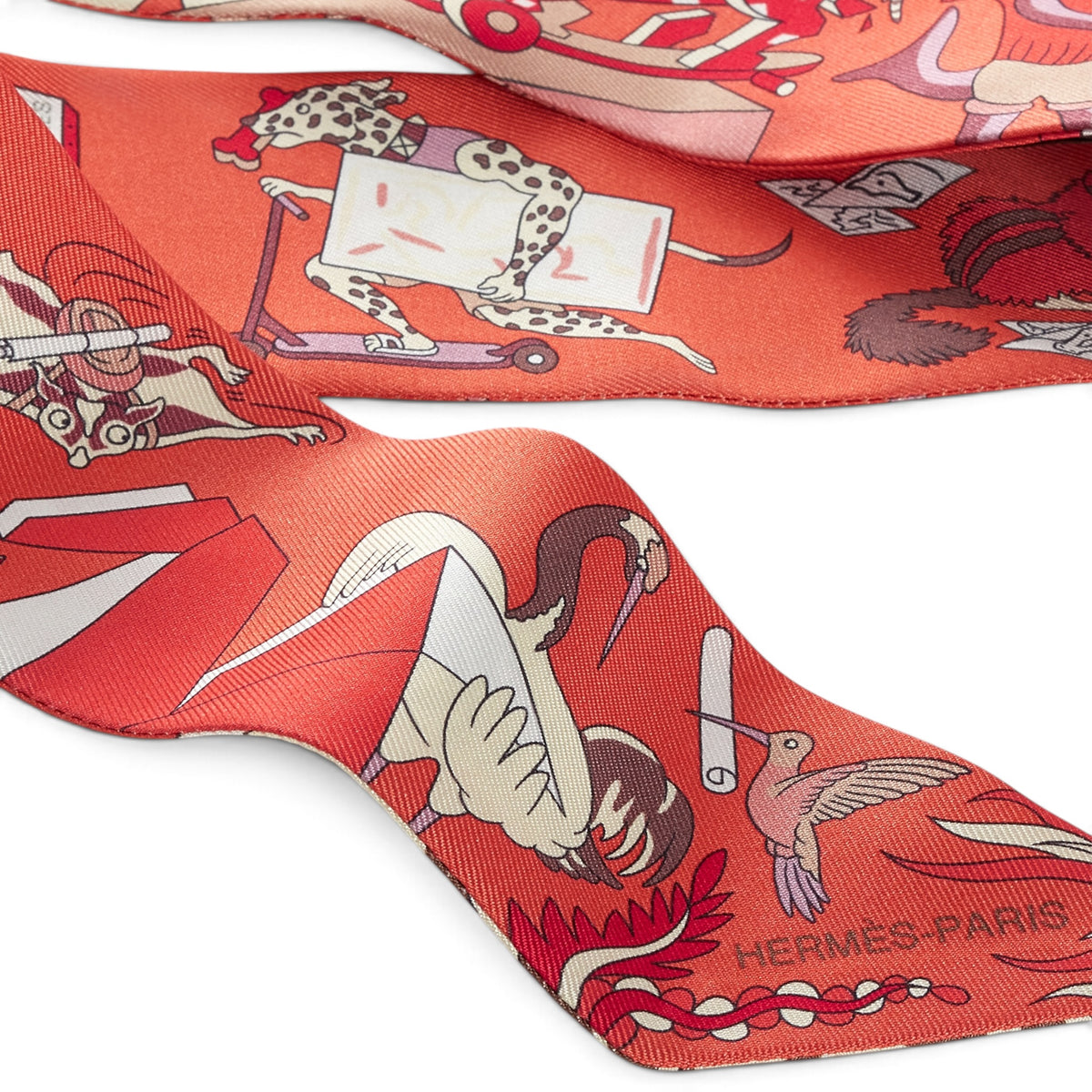 Hermes Academia Hippica Orange Silk Twilly Scarf