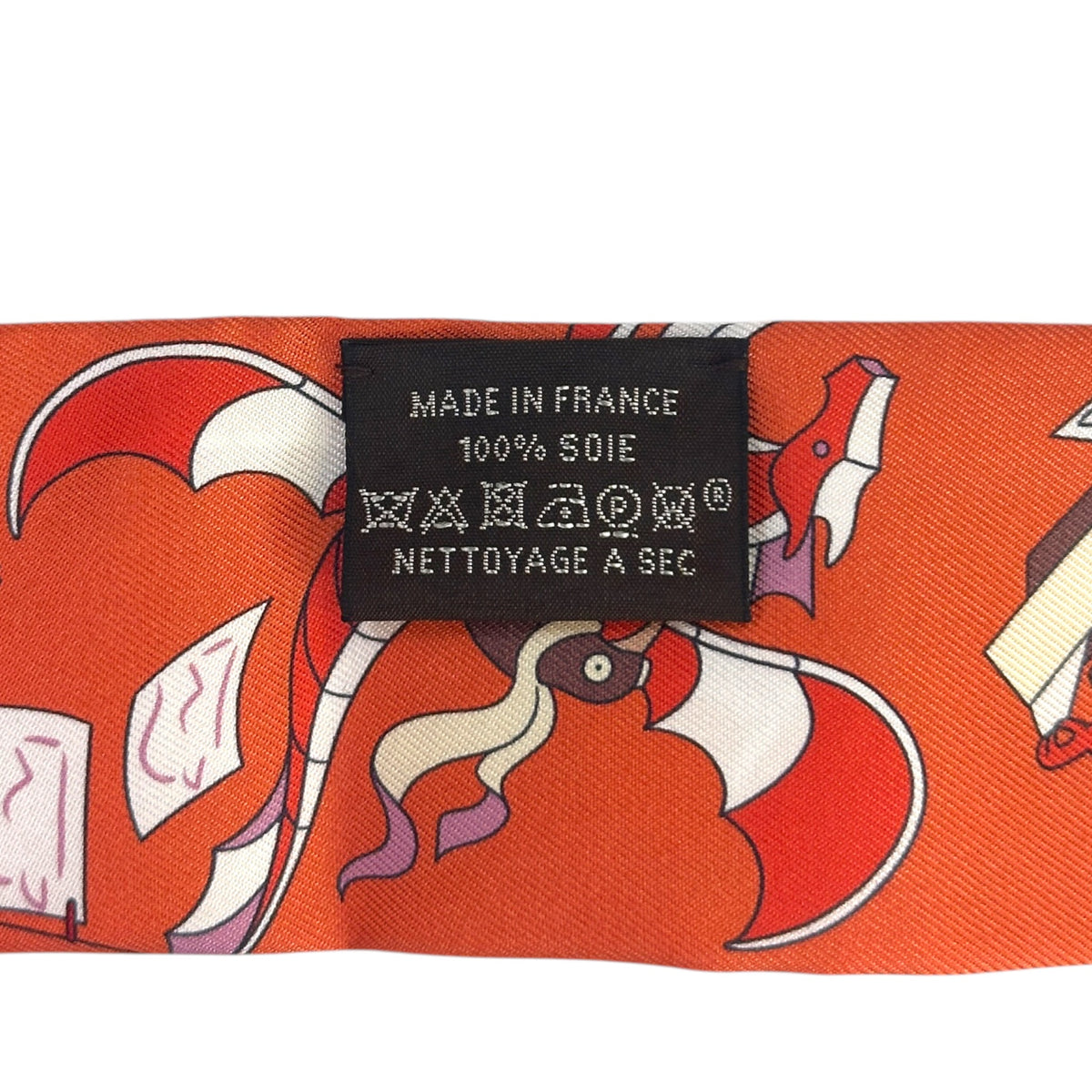 Hermes Academia Hippica Orange Silk Twilly Scarf
