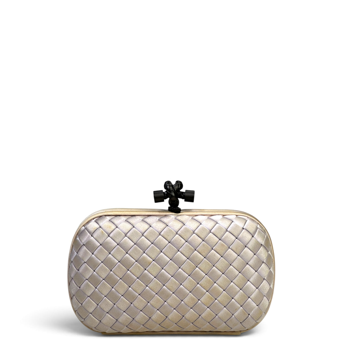 Bottega Veneta Intrecciato Knot lilac satin clutch