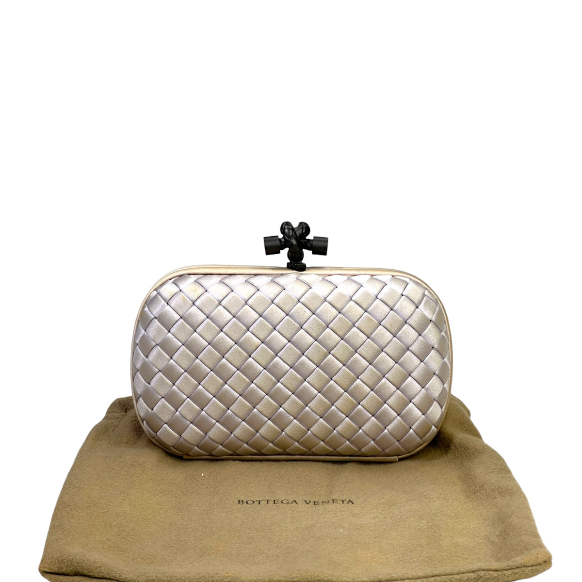 Bottega Veneta Intrecciato Knot lilac satin clutch