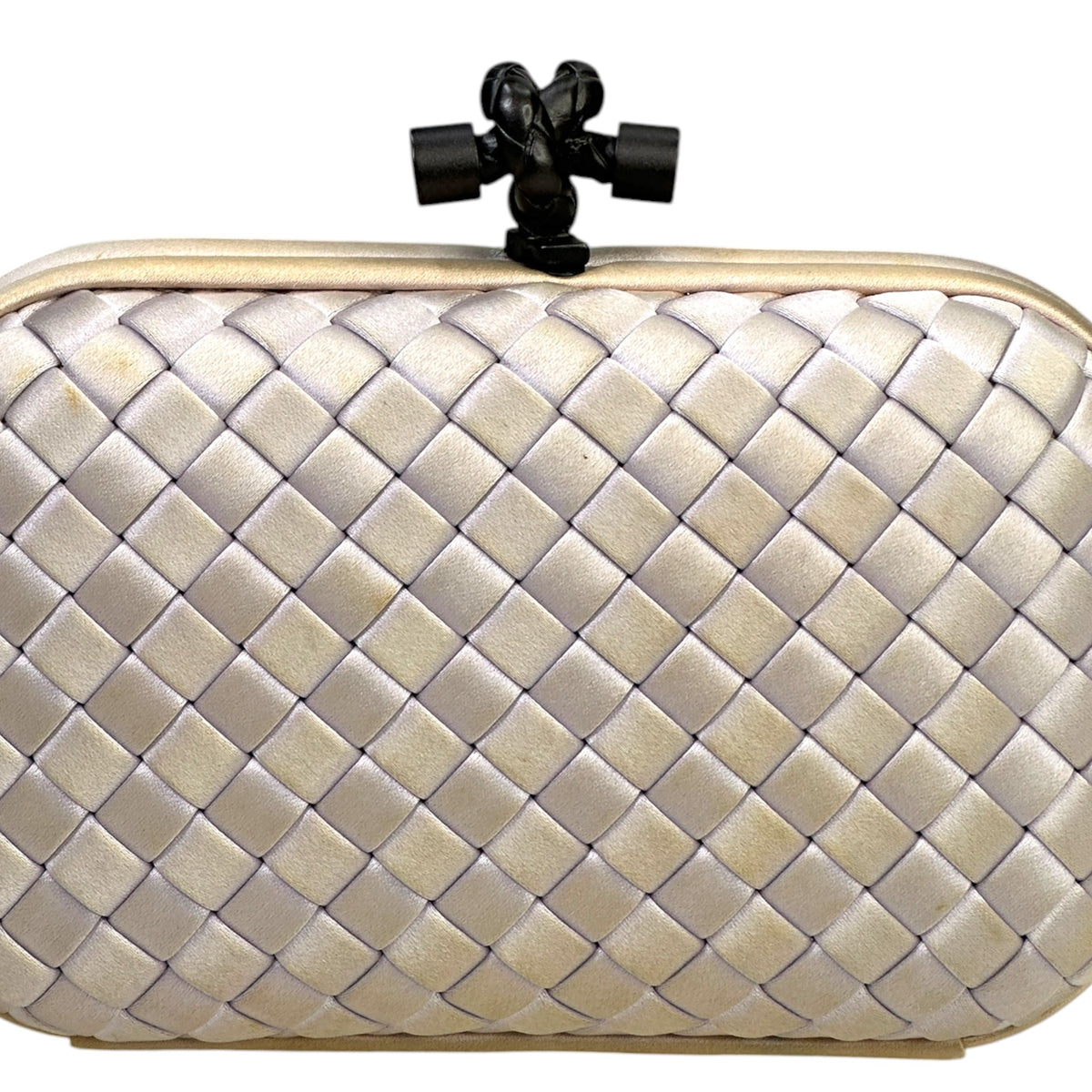 Bottega Veneta Intrecciato Knot lilac satin clutch