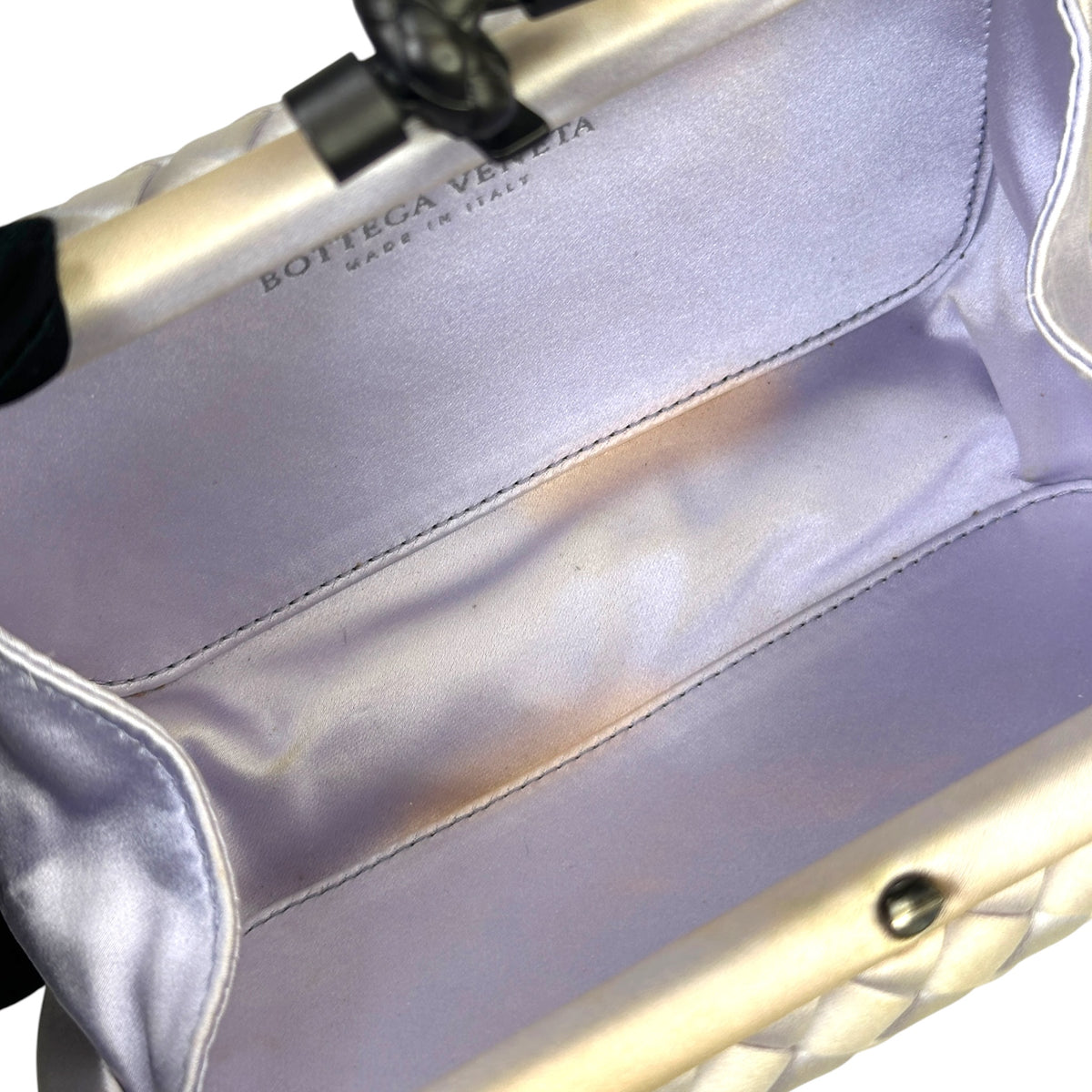 Bottega Veneta Intrecciato Knot lilac satin clutch