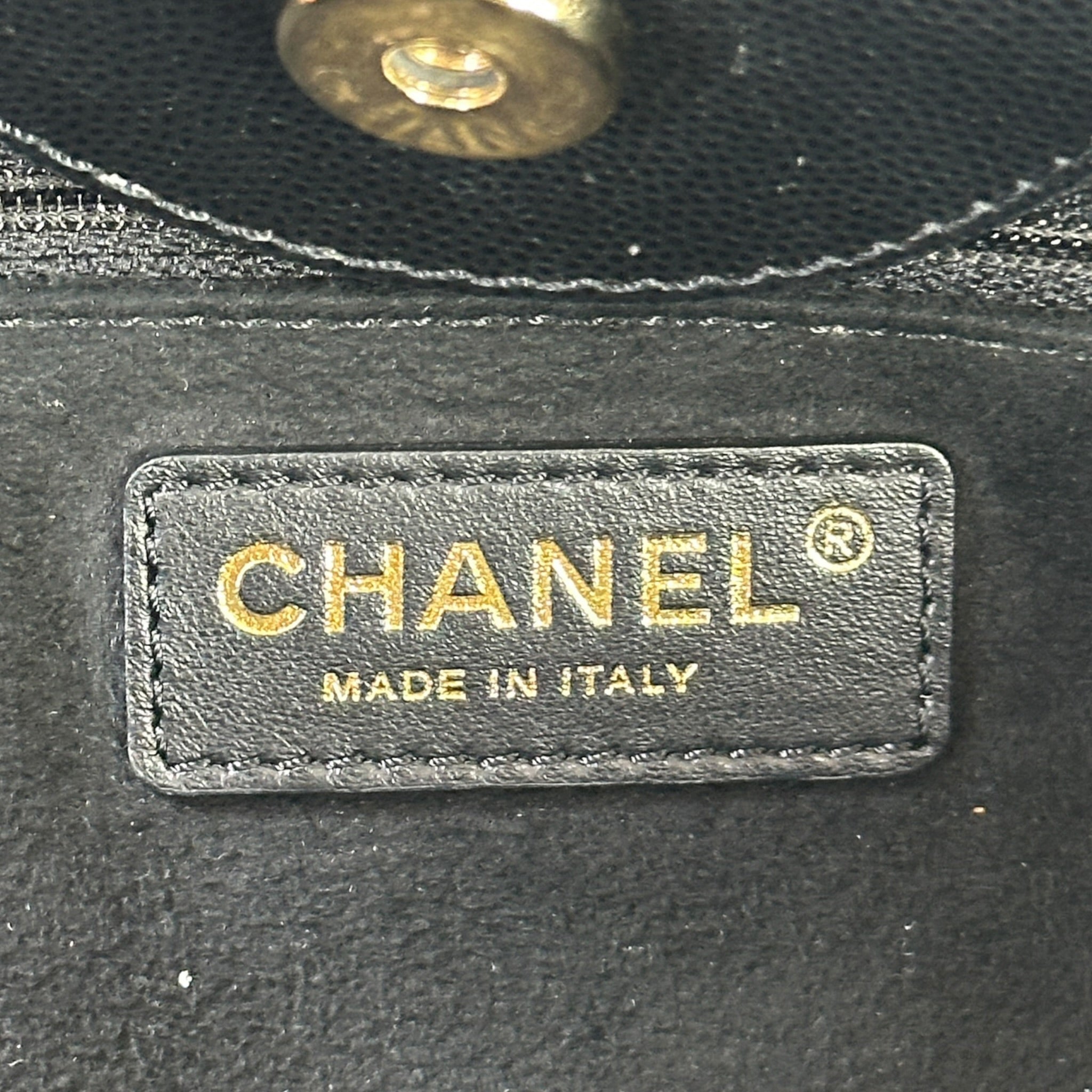 Chanel Studded Deauville Black Caviar Leather Medium Tote