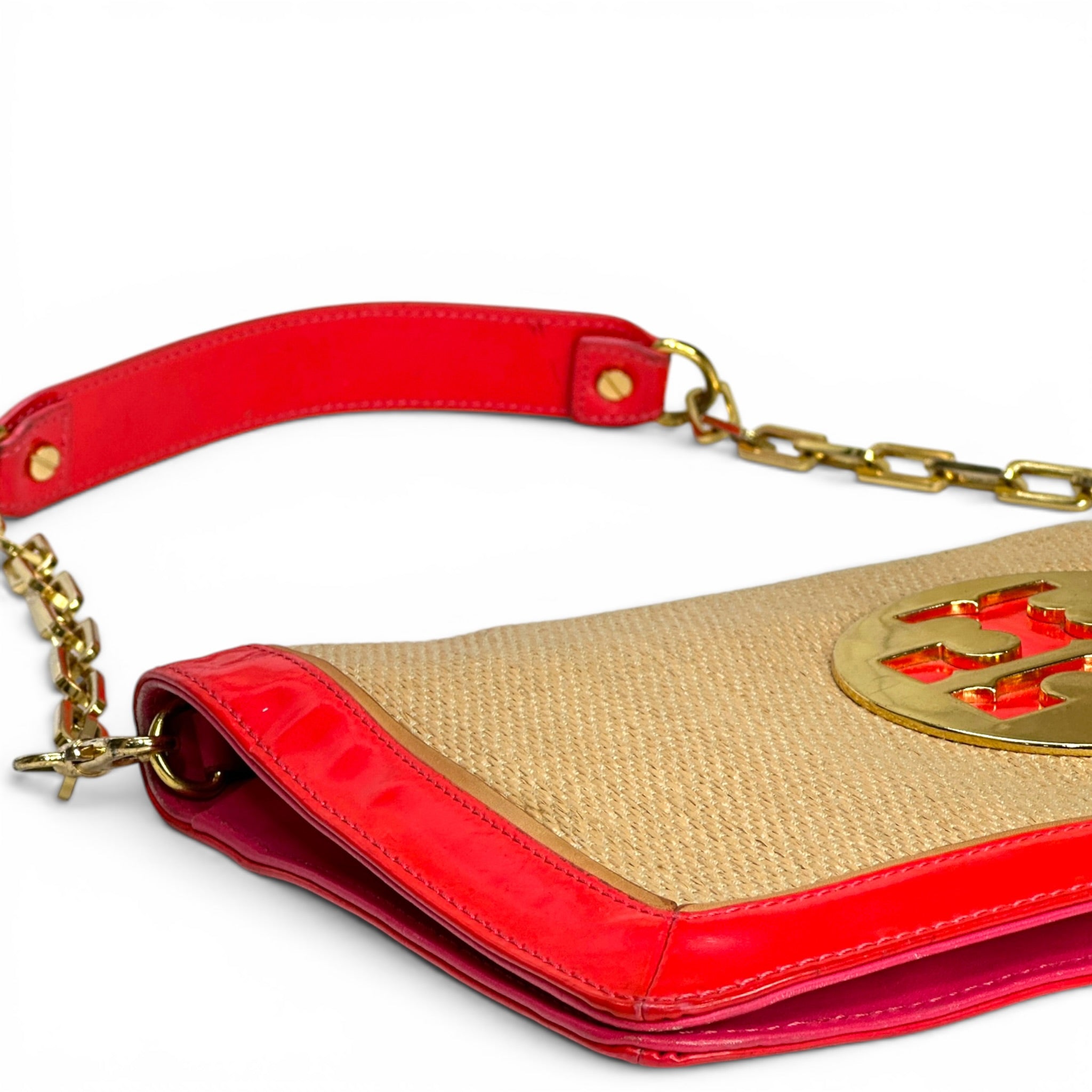 Tory Burch Straw Saddle Reva Clutch