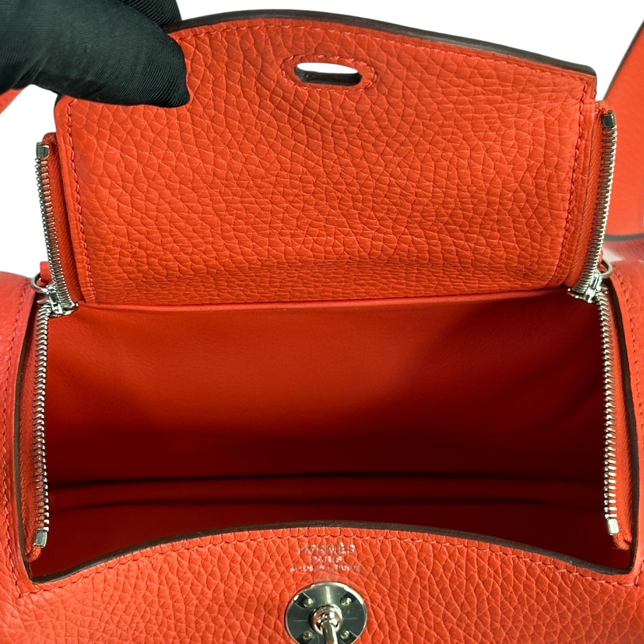Hermès Lindy Mini Orange Field Taurillon Clemence PHW