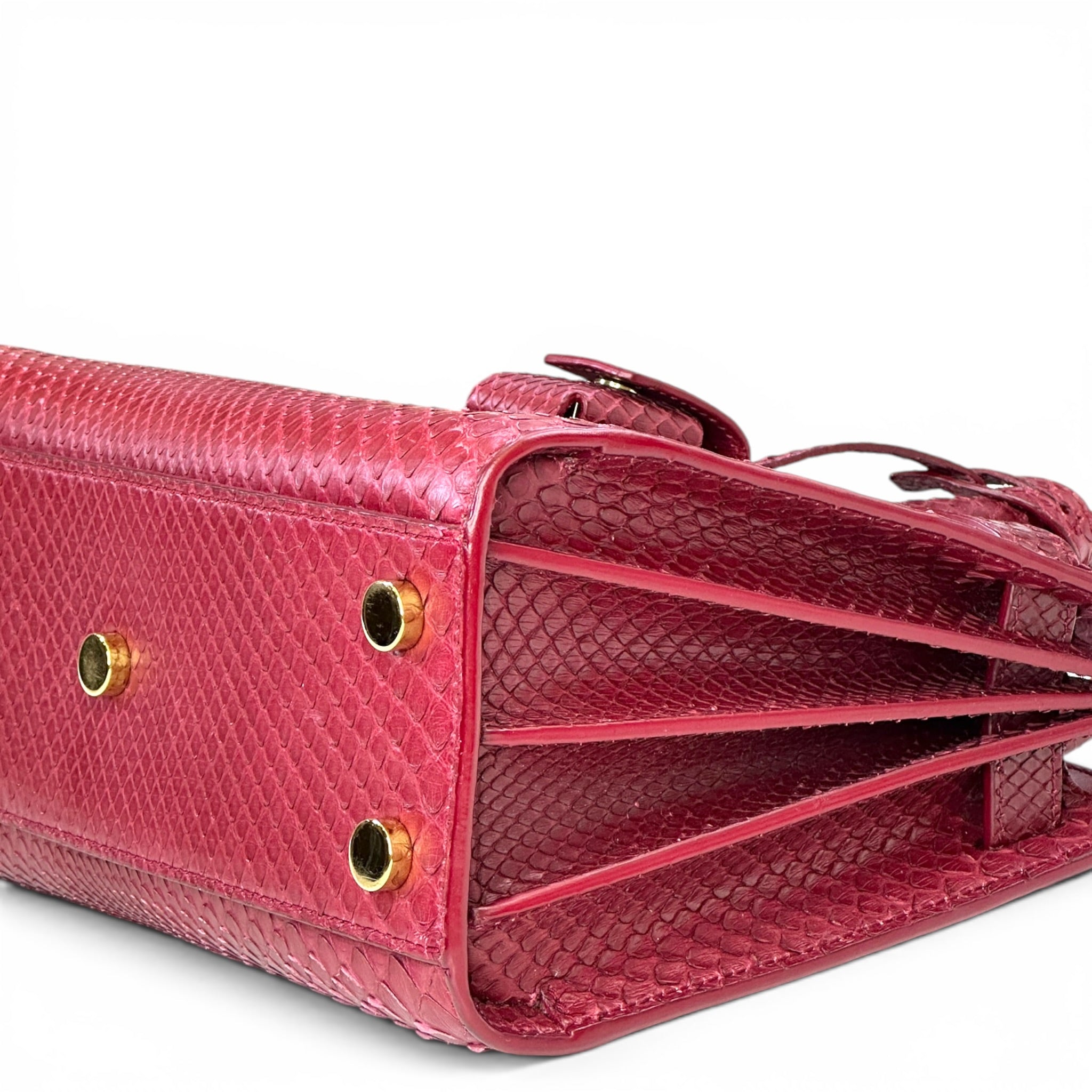 Yves Saint Laurent Sac De Jour Nano Burgundy Python Embossed Leather