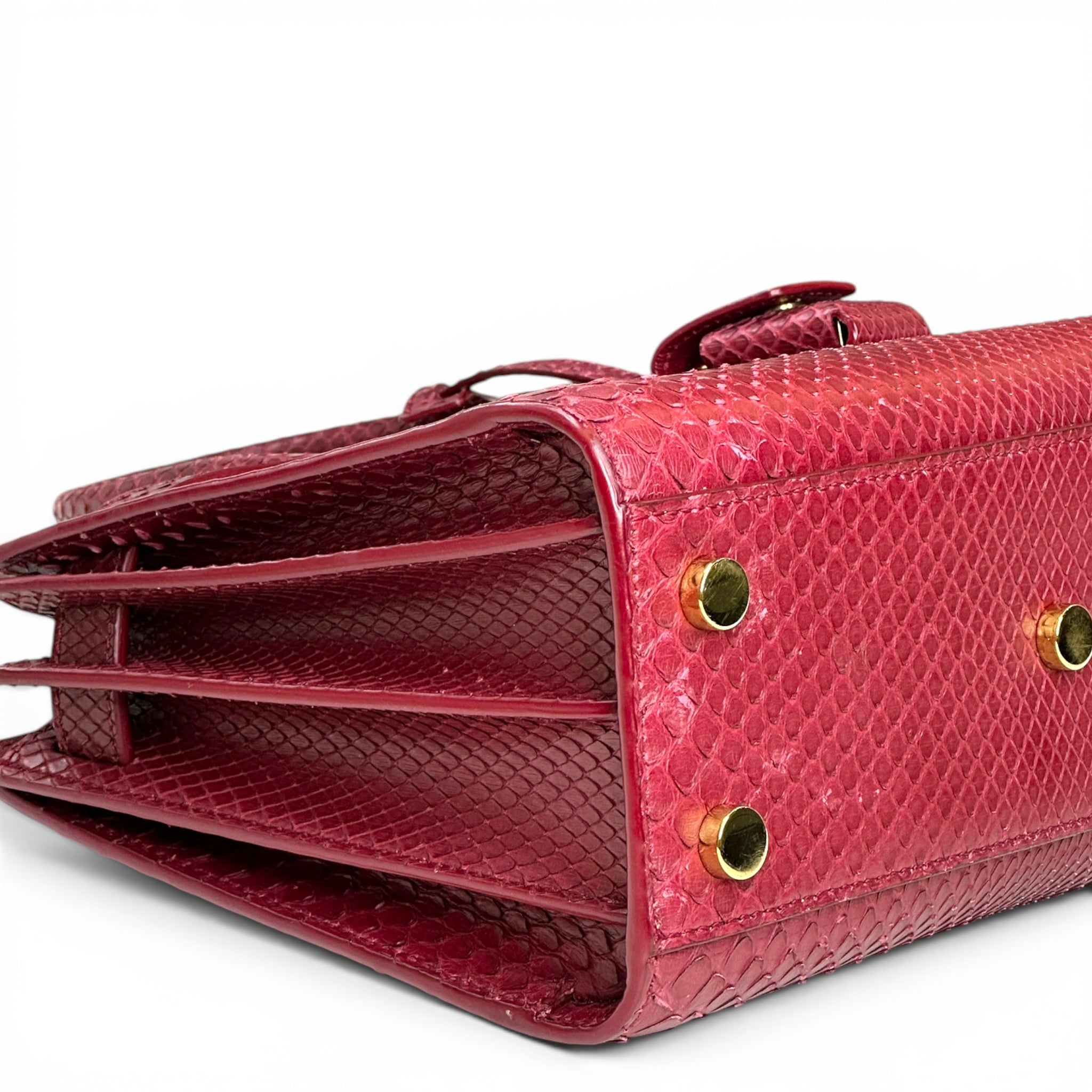 Yves Saint Laurent Sac De Jour Nano Burgundy Python Embossed Leather