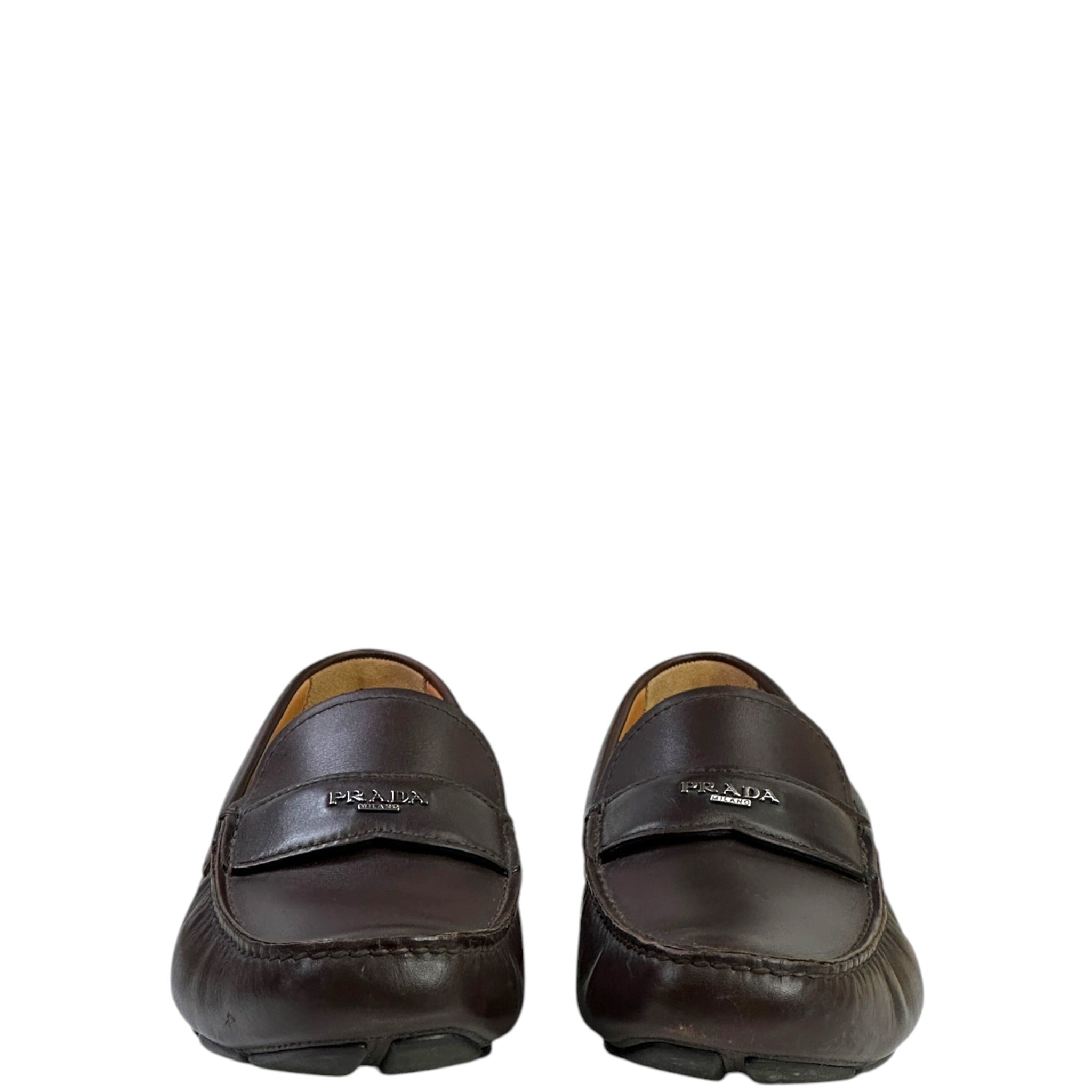 Prada Men's Loafers Brown Leather Size 9.5