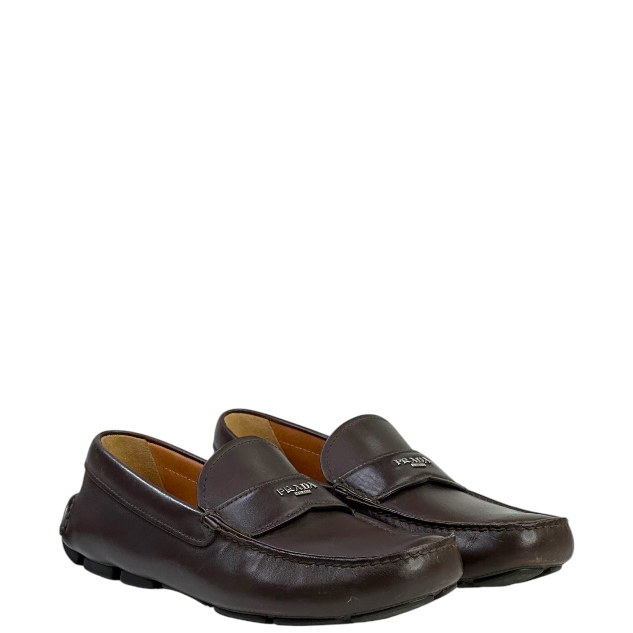 Prada Men's Loafers Brown Leather Size 9.5
