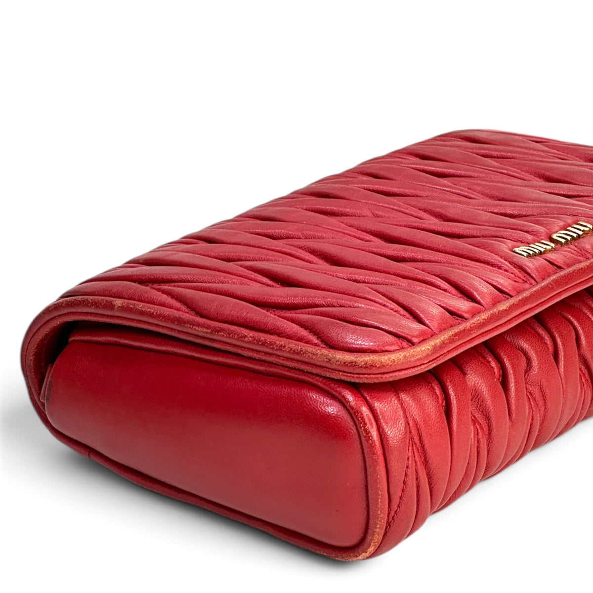 MIU MIU Matelasse Medium Red leather Flap crossbody bag