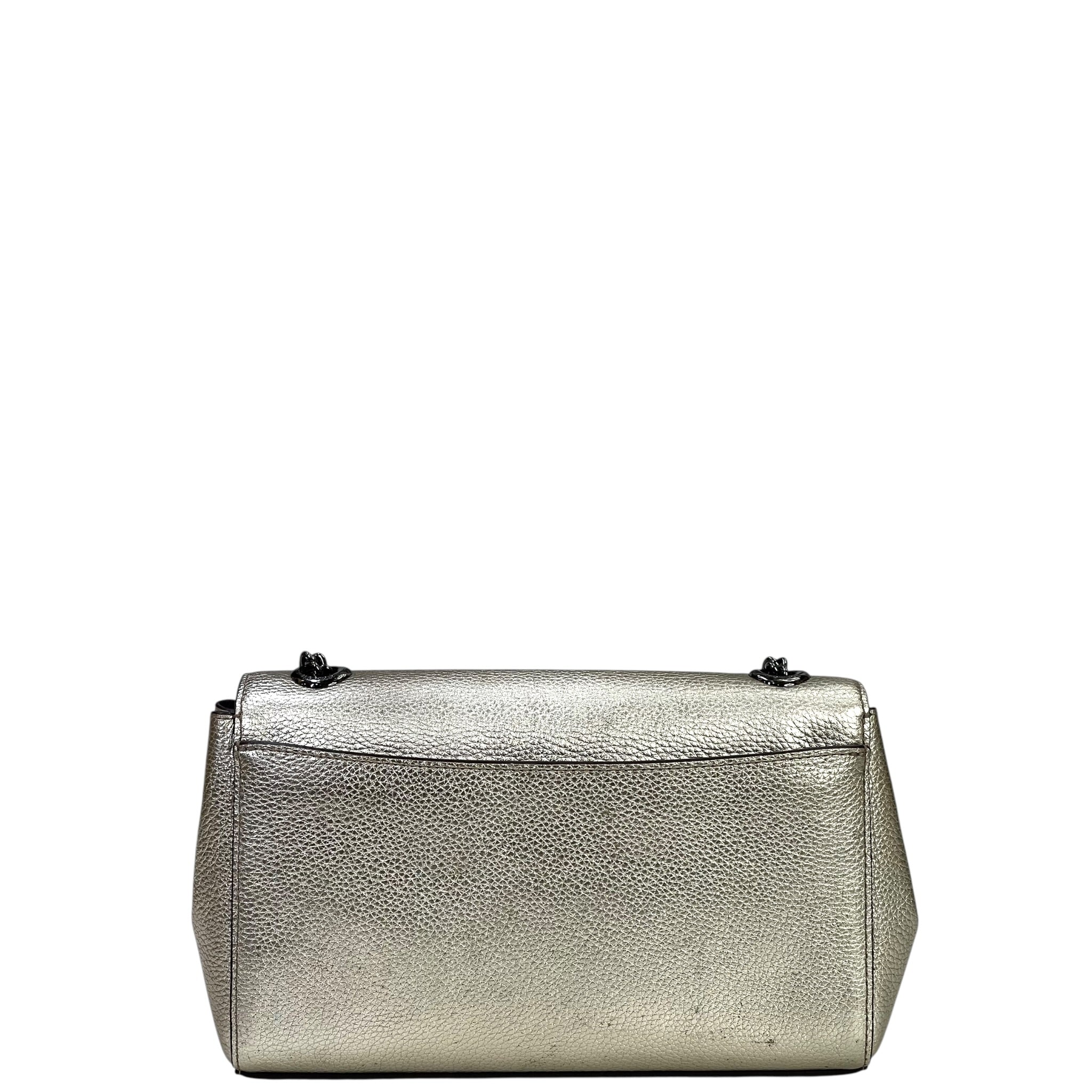 Coach Marlow Turnlock Chain Crossbody Bag Metallic Leather