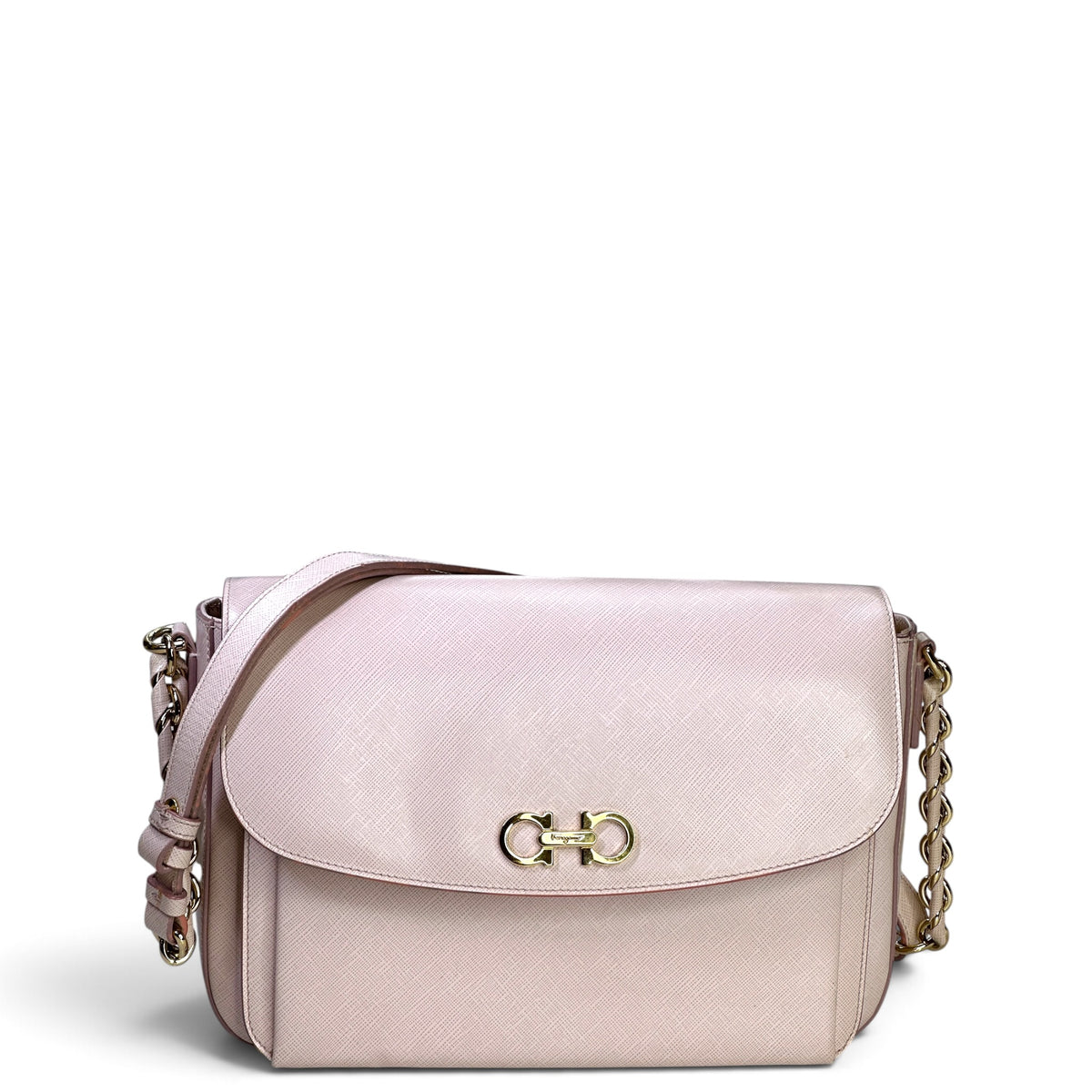 Salvatore Ferrgamo flap beige leather crossbody bag