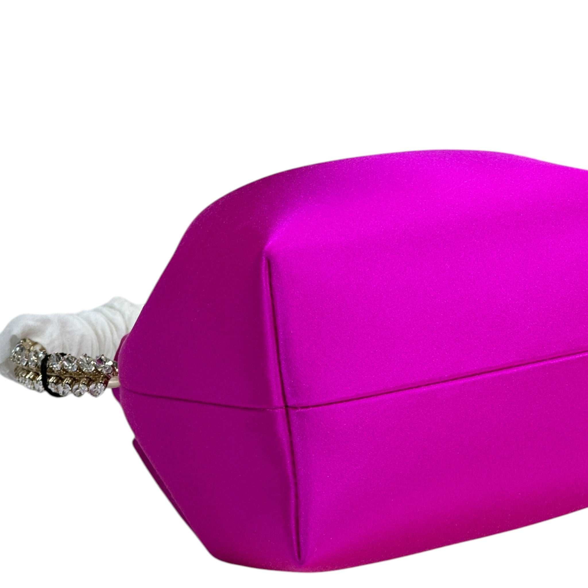 Jimmy Choo Bon Bon Bucket Bag Mini Fuchsia Satin Crystal Embellished