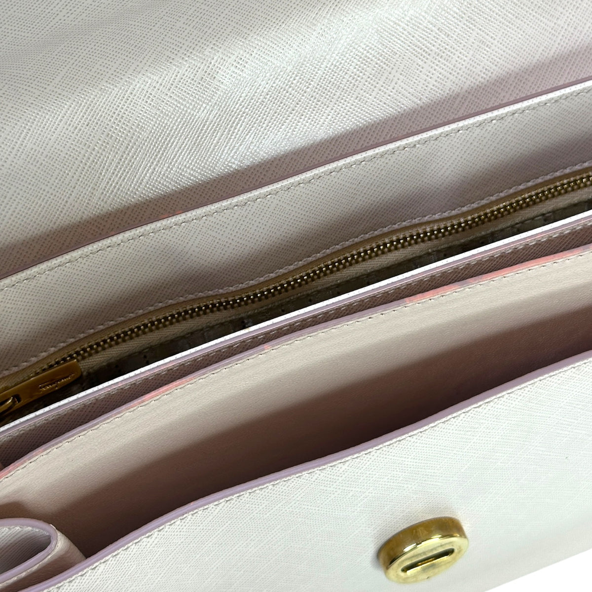 Salvatore Ferrgamo flap beige leather crossbody bag