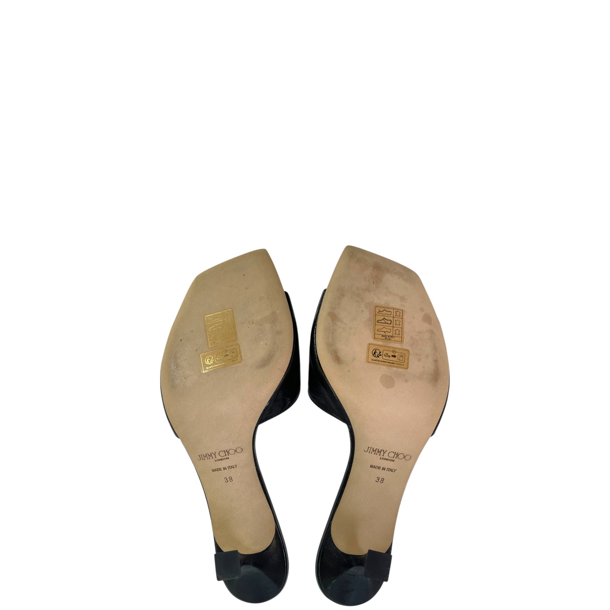 Jimmy Choo Skye 70 Kitten Heels Black Metallic Leather EU 38