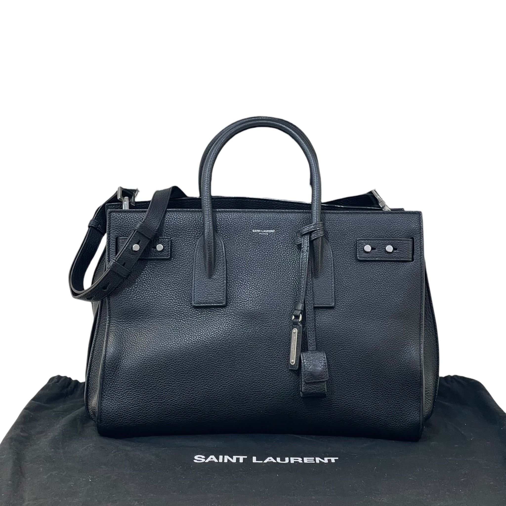 Saint Laurent Sac De Jour Large Black Grained Leather