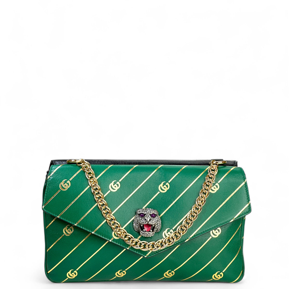 Gucci Medium Thiara Double Shoulder Bag black/green