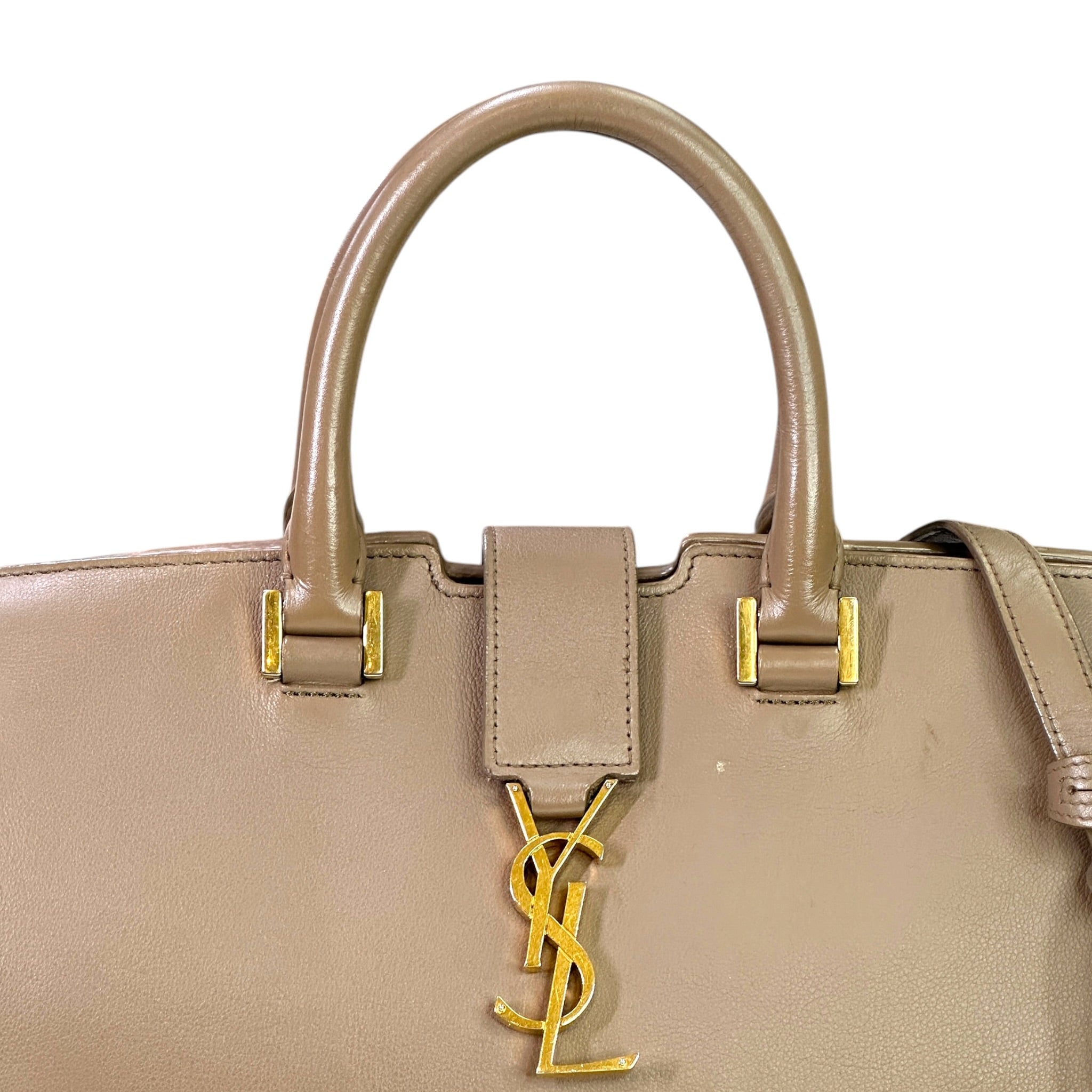 Saint Laurent Cabas Bag Small Monogram Gray Calfskin Leather