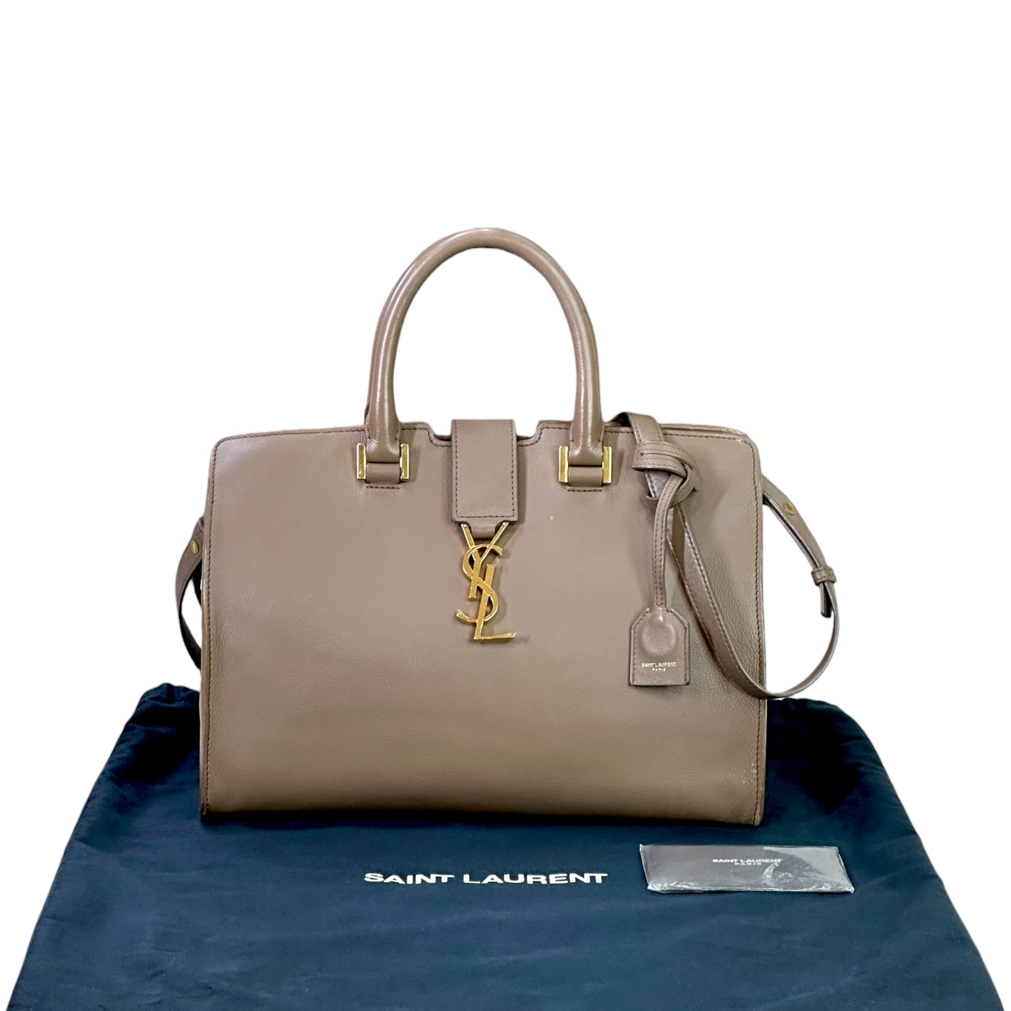 Saint Laurent Cabas Bag Small Monogram Gray Calfskin Leather
