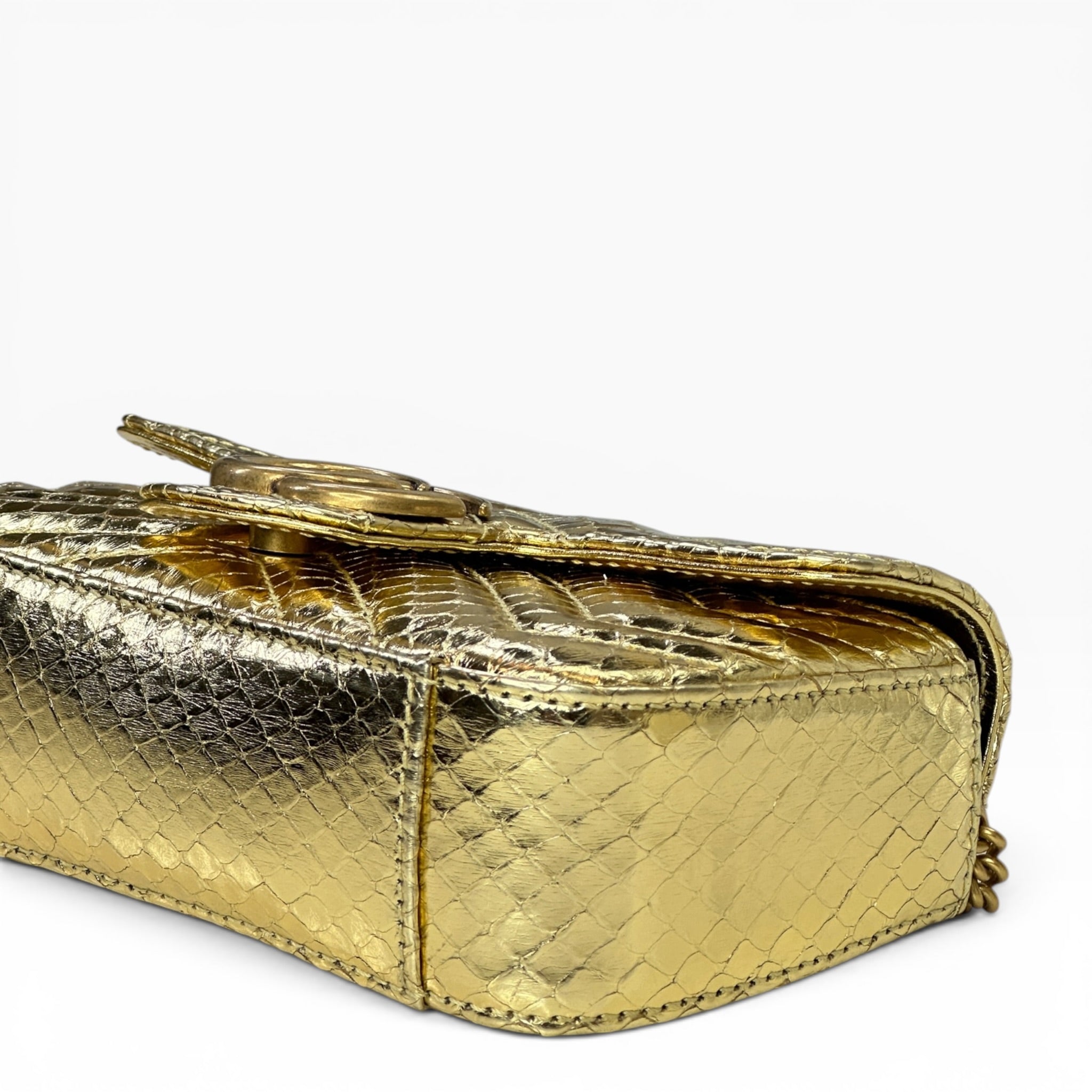 Gucci GG Marmont metallic gold leather mini shoulder bag