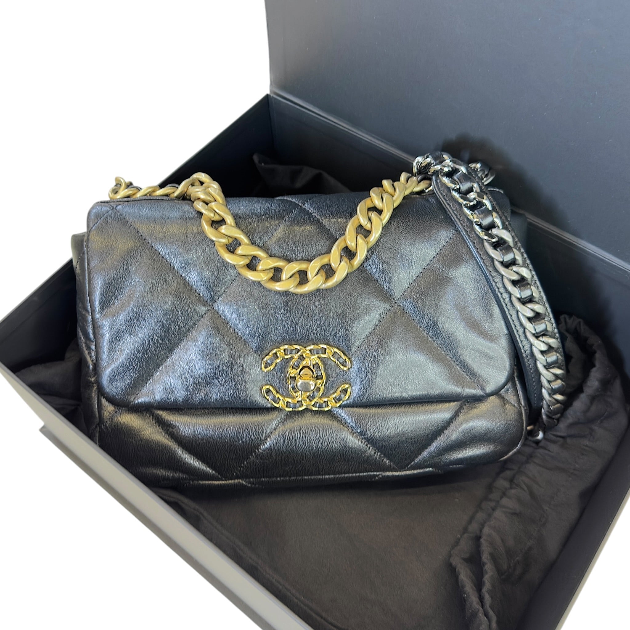 Chanel Black Quilted Leather Bag Lambskin